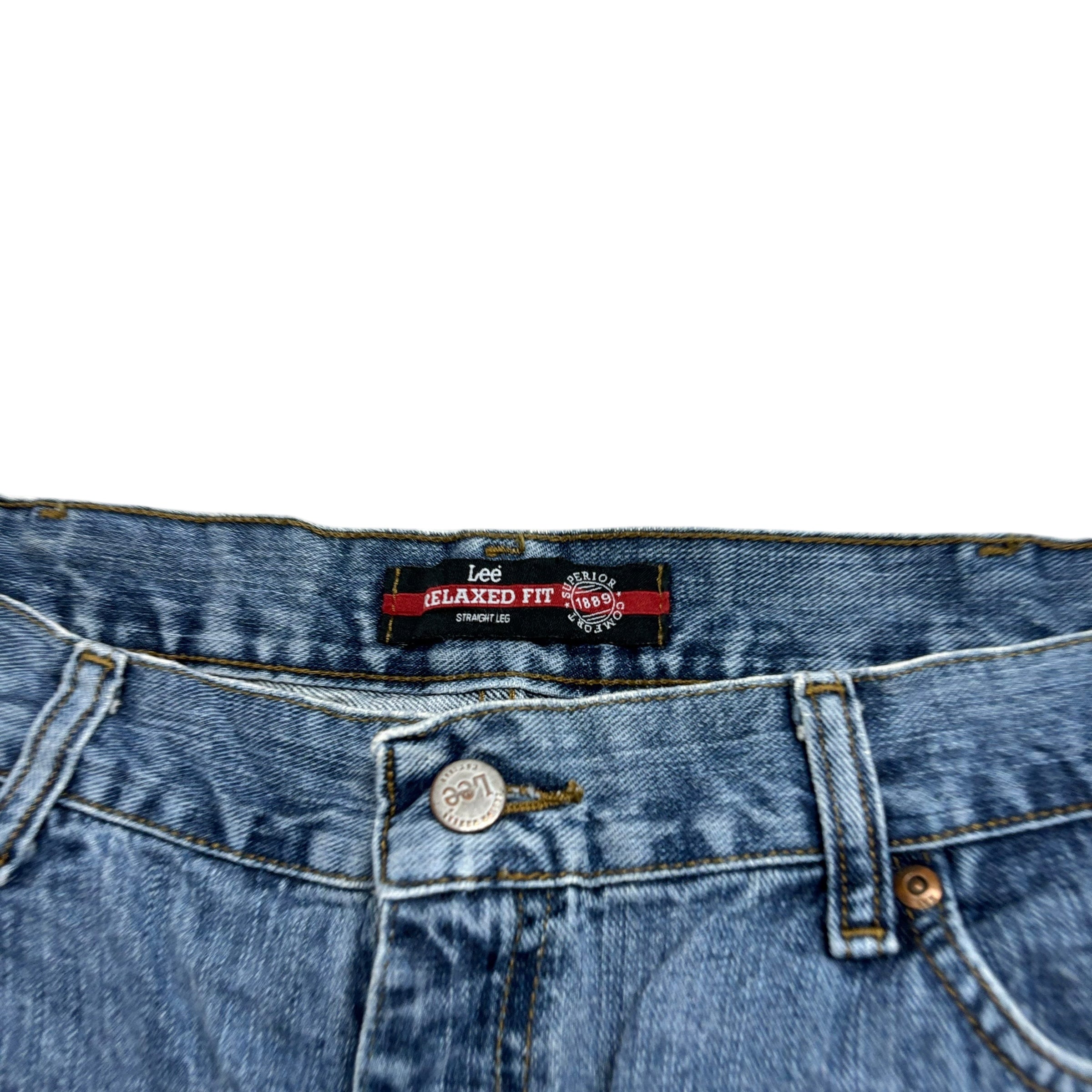 Lee Jeans W40 L30 Mens Relaxed Straight Fit Mid Blue Baggy Vintage Denim (E)