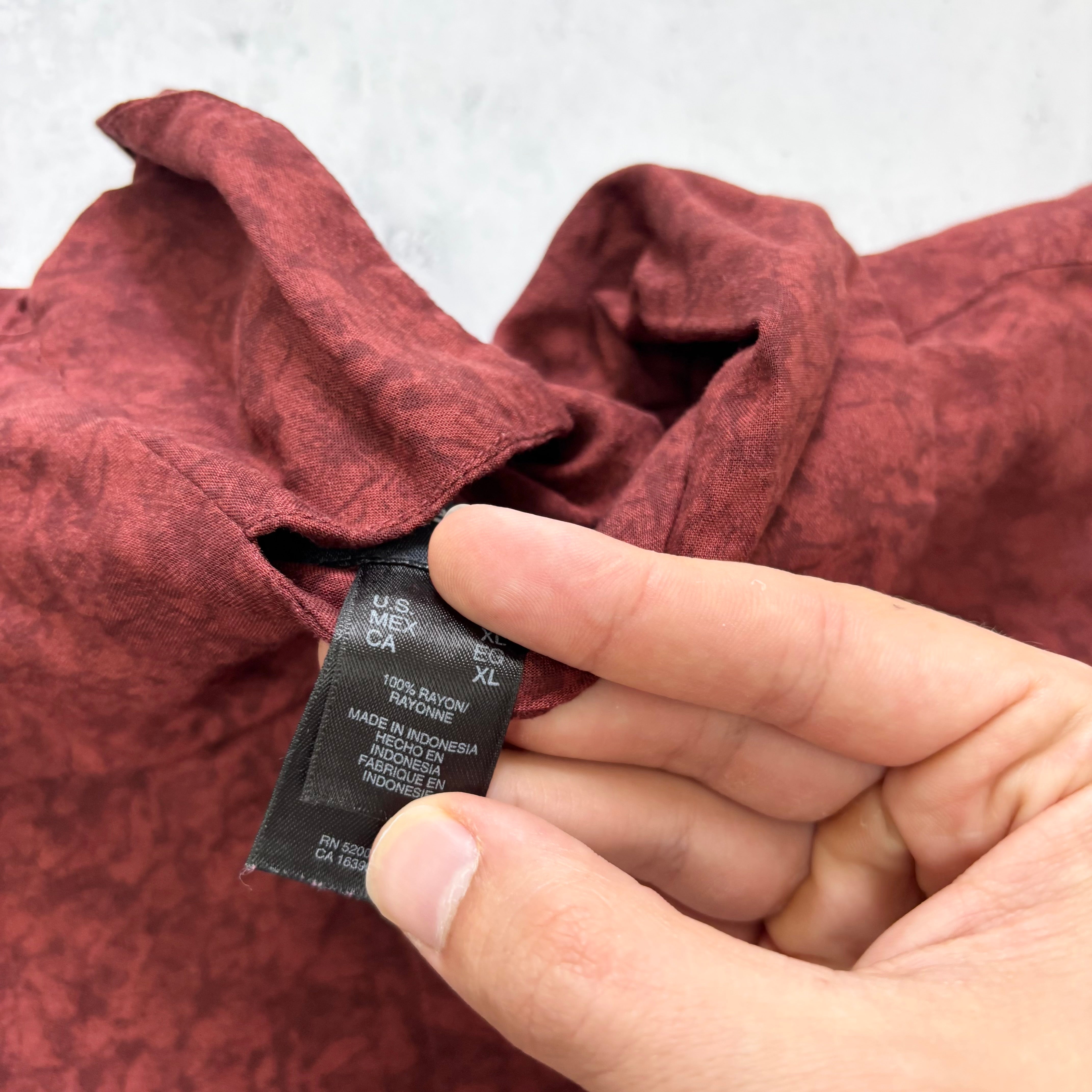 Hawaiian Shirt Mens XL Red Floral Aloha Short Sleeve Rayon (F)