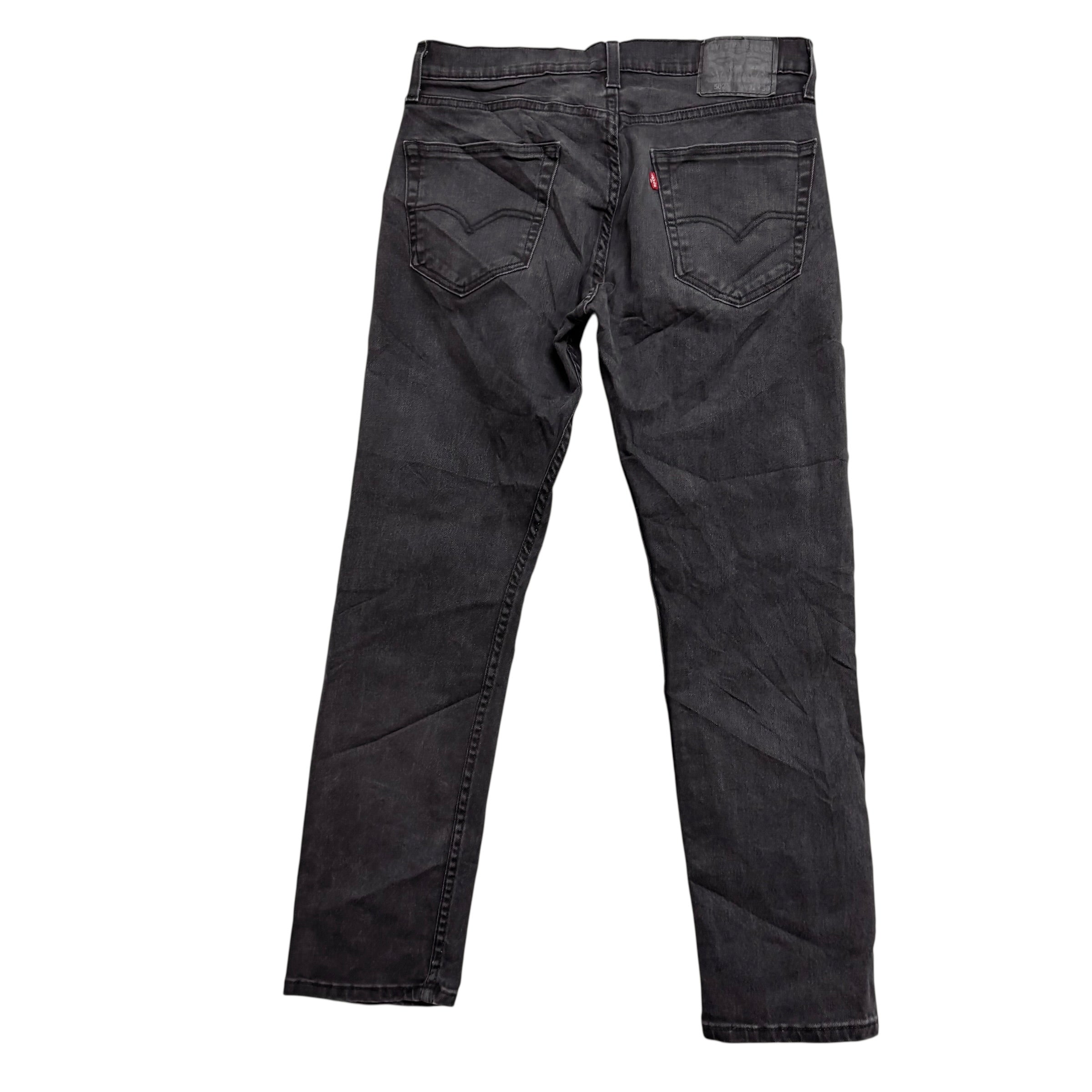 Levis 502 Jeans W31 L29 Mens Black Regular Tapered Fit Stretch Denim (E)