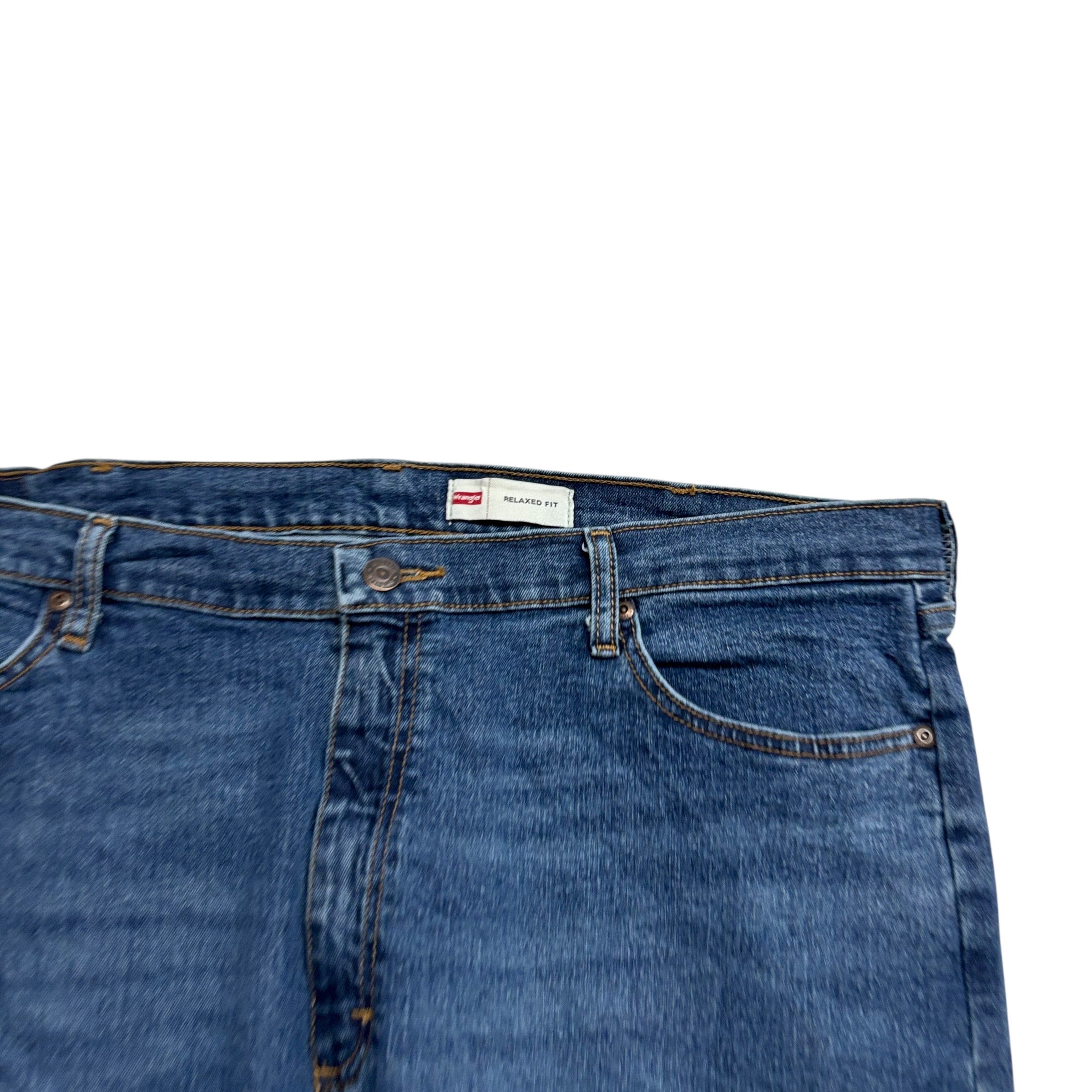 Wrangler Jeans W42 L30 Mens Mid Blue Relaxed Straight Fit Stretch Denim (E)