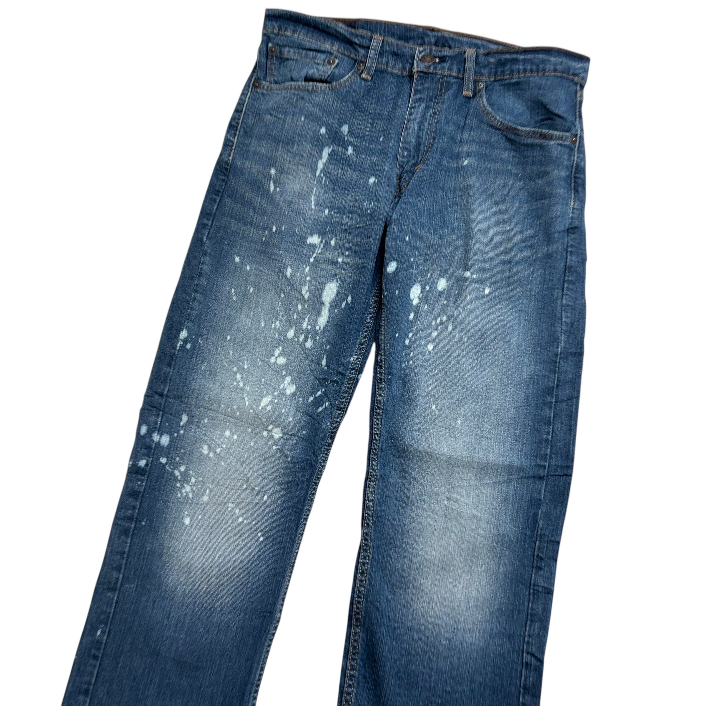 Levis 505 Jeans W32 L32 Mens Dark Blue Regular Straight Fit Stretch Denim (F)