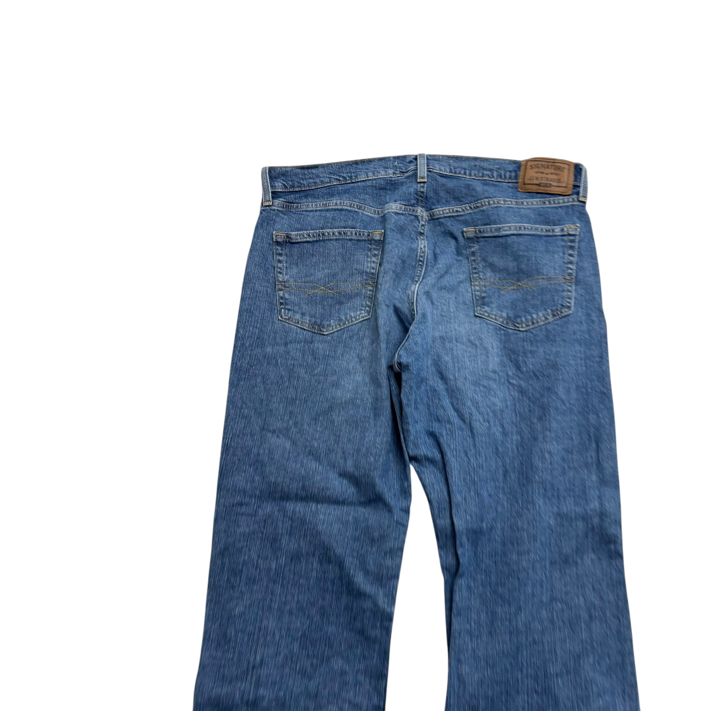 Levis Signature Jeans W36 L30 Mens Mid Blue Relaxed Straight Stretch Denim (E)