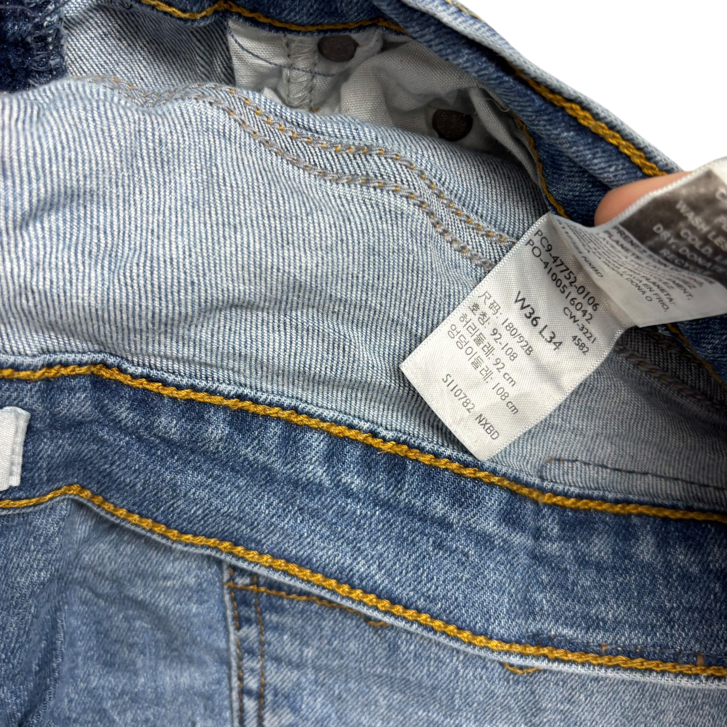 Levis Denizen Jeans W36 L34 Mens Mid Blue Slim Straight Fit Stretch Denim