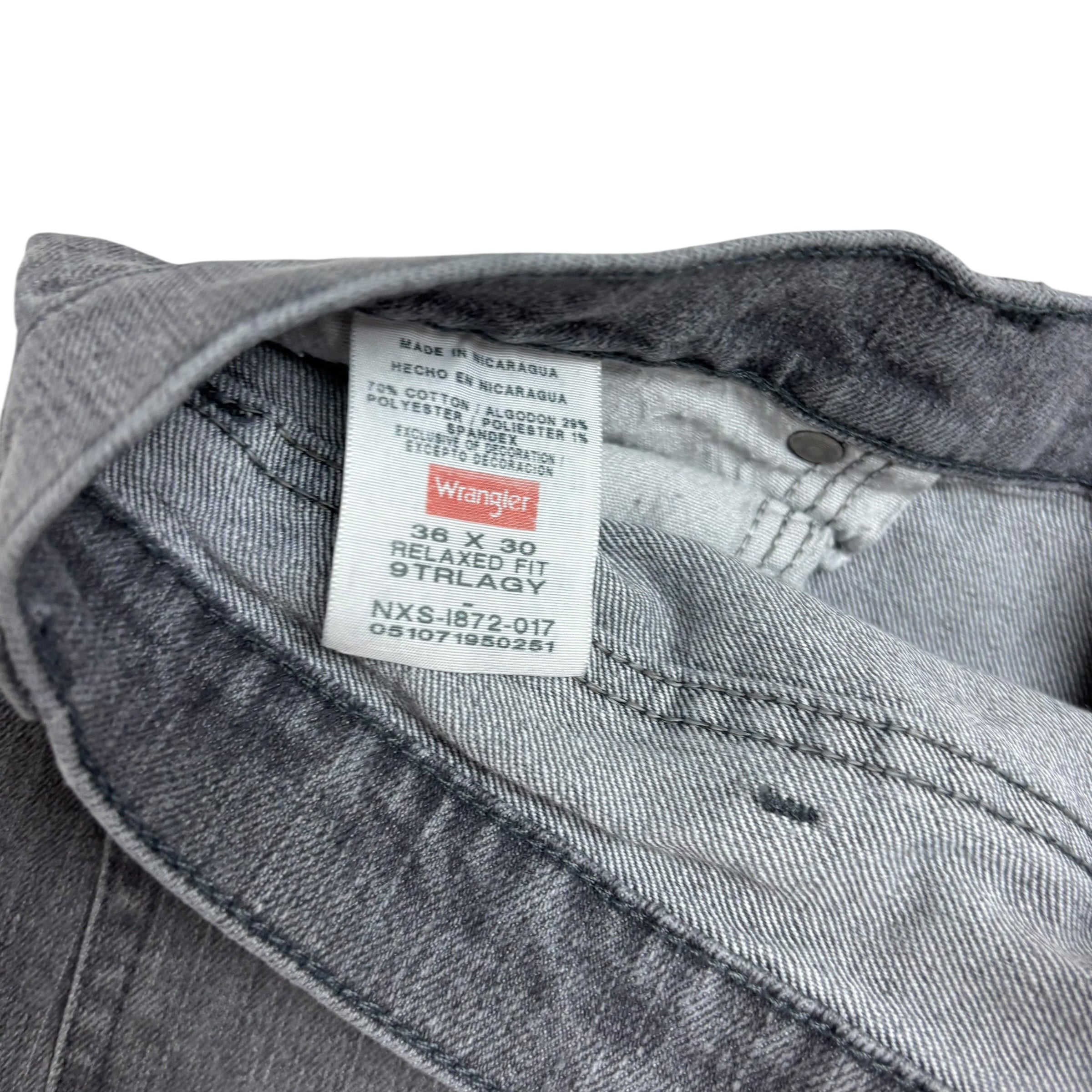 Wrangler Jeans W36 L30 Mens Grey Relaxed Straight Fit Stretch Denim (E)