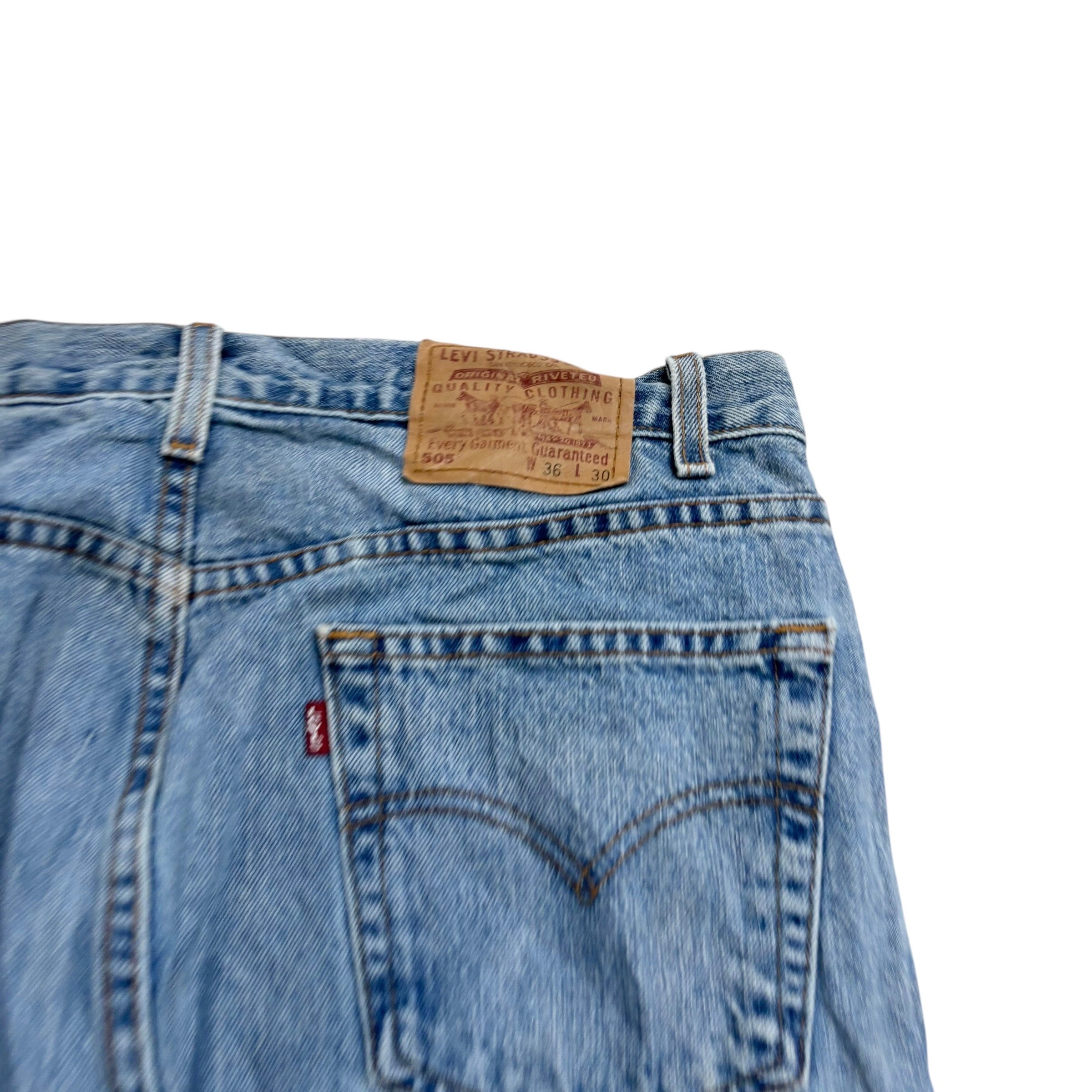 Levis 505 Jeans W36 L30 Mens Light Blue Regular Straight Fit Vintage Denim