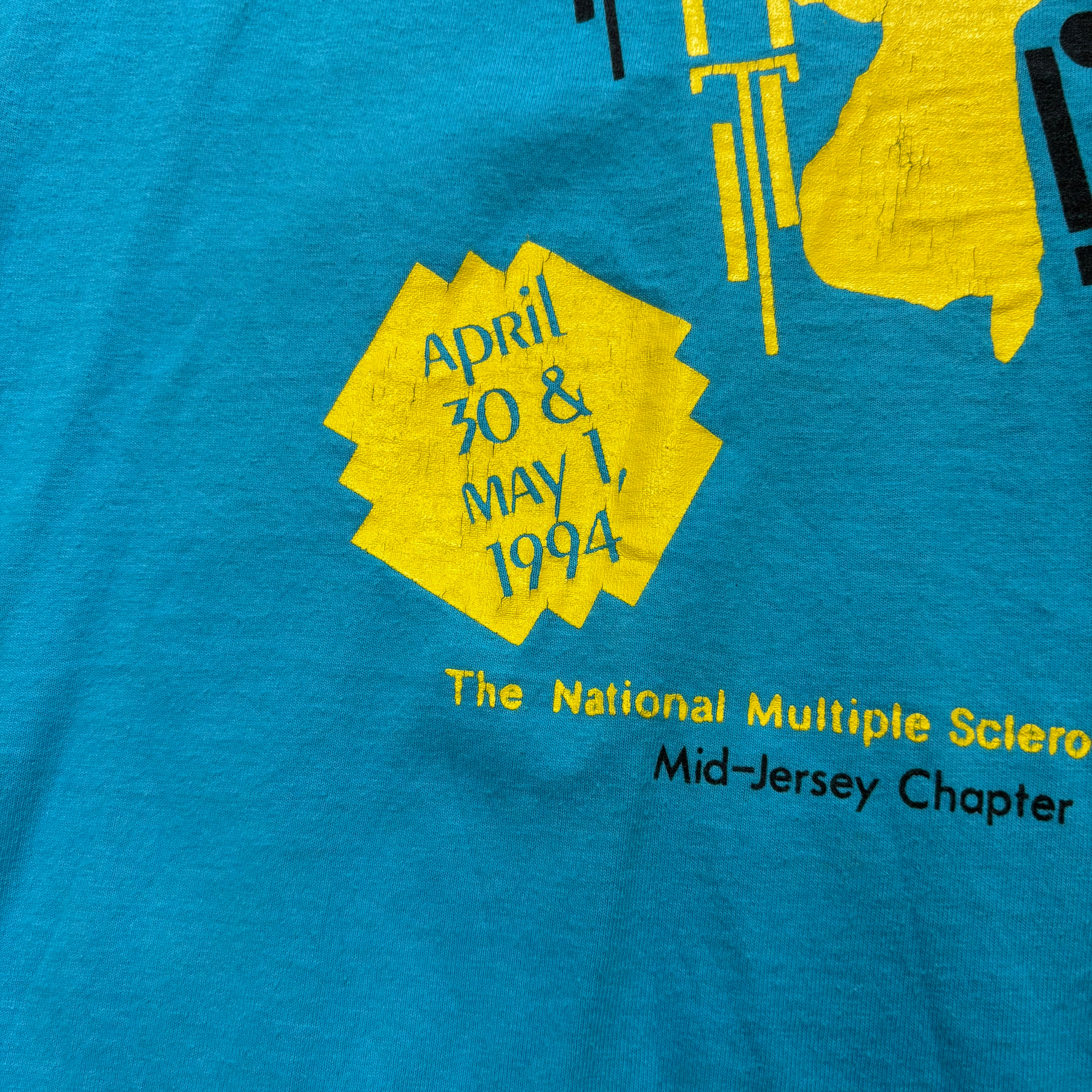 Vintage T Shirt Mens XL Blue Single Stitch Graphic Print 90s Cycling (E)