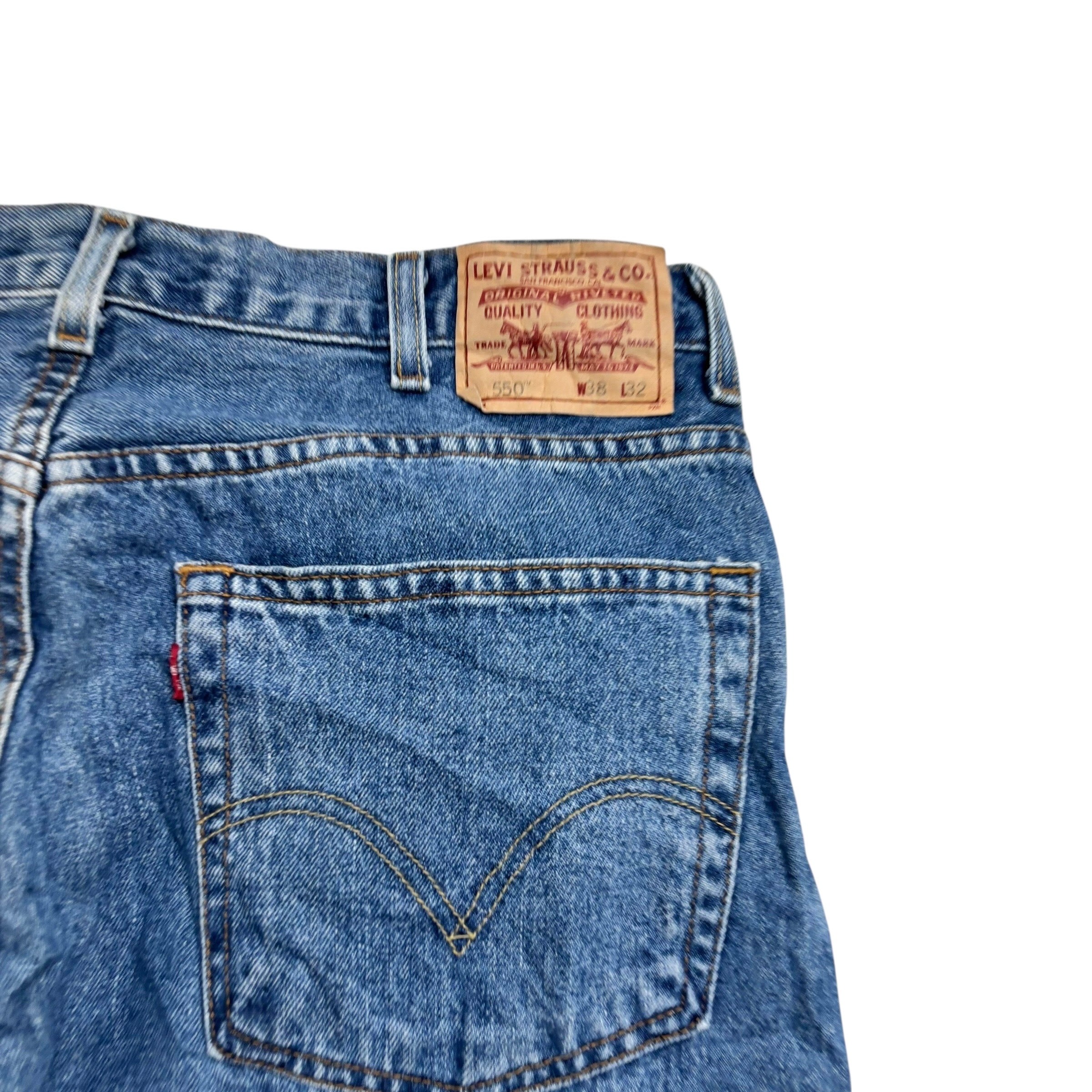 Levis 550 Jeans W38 L32 Mens Mid Blue Baggy Relaxed Straight Vintage Denim (E)