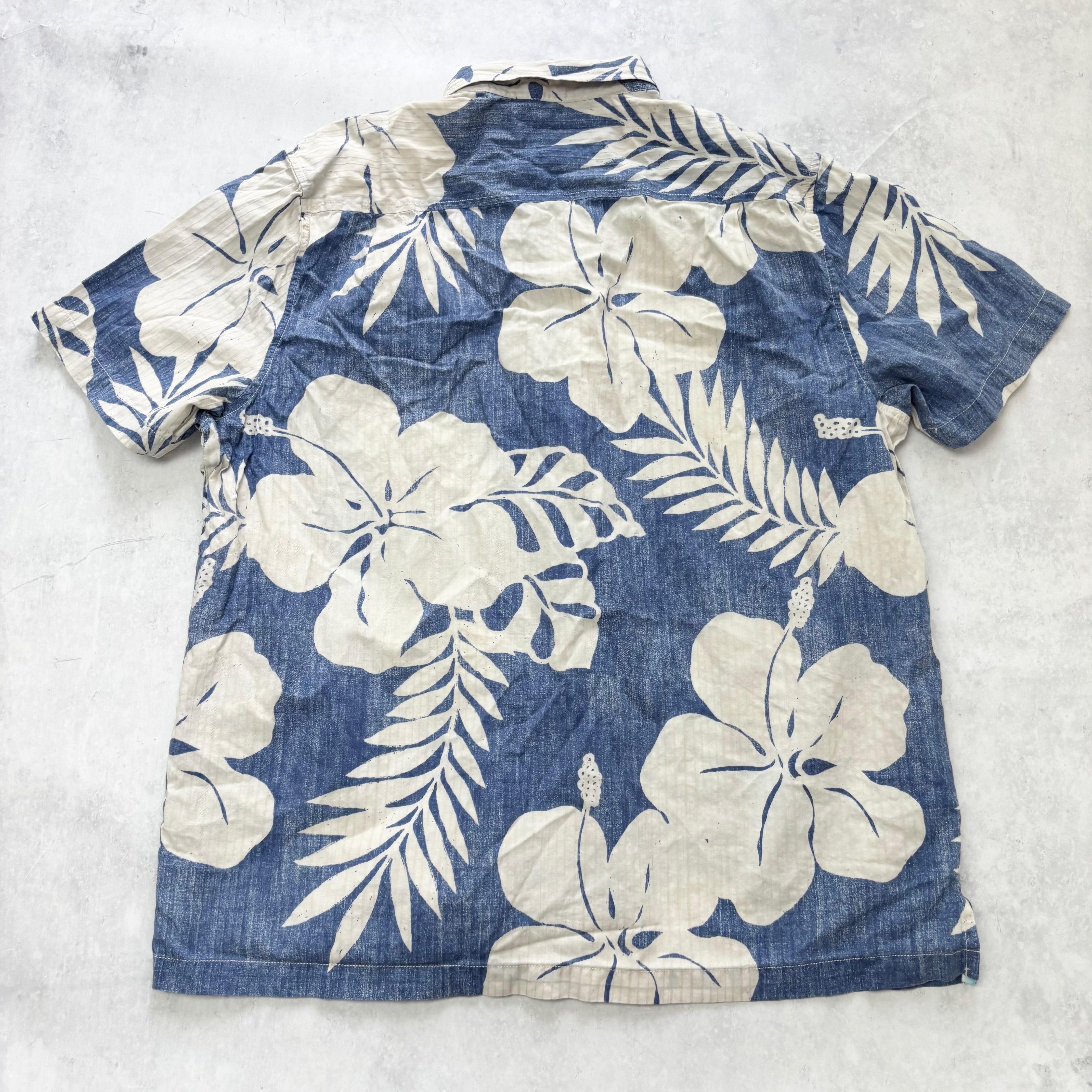 Vintage Hawaiian Shirt Mens XL Blue Black Floral Aloha Tommy Bahama Cotton (E)