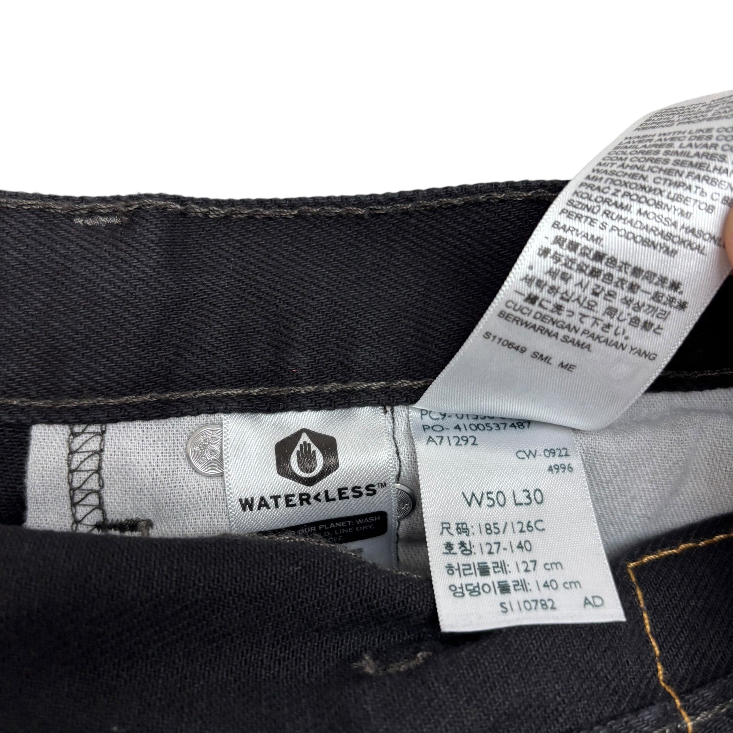 Levis 550 Jeans W48 L30 Mens Black Baggy Relaxed Straight Fit Denim (E)