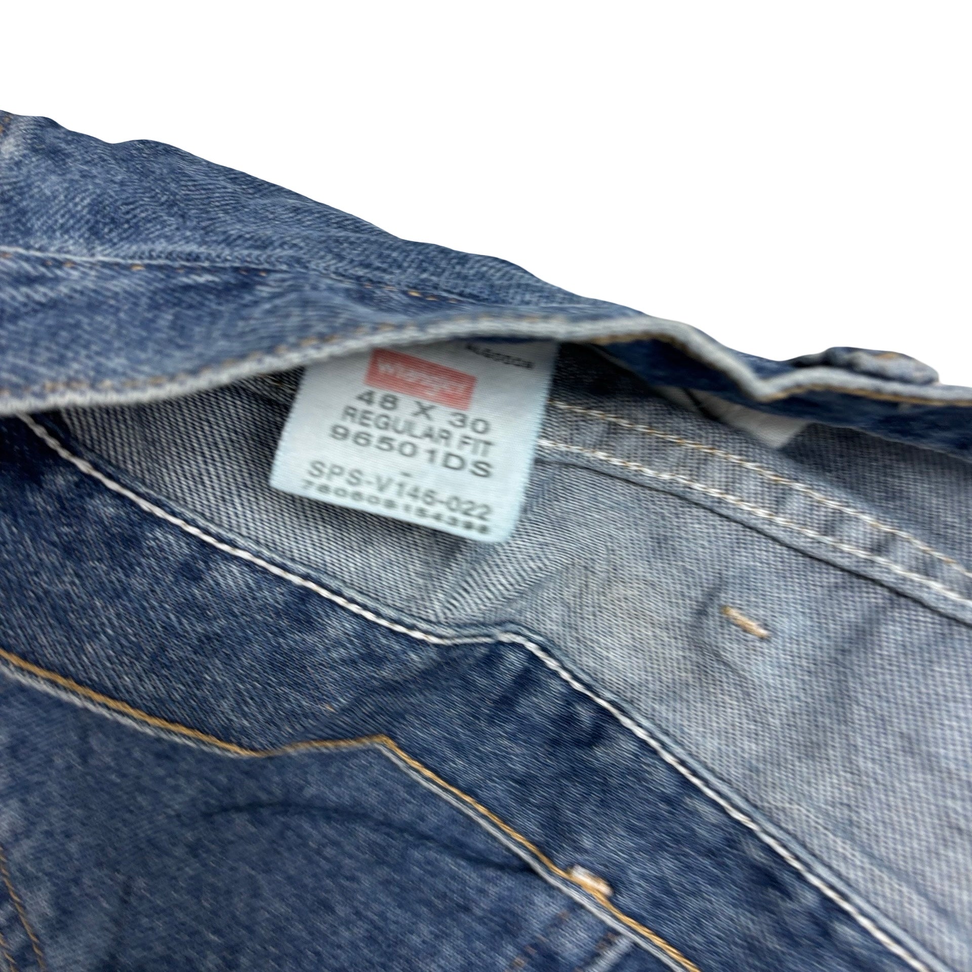 Wrangler Jeans W48 L30 Mens Mid Blue Regular Straight Fit Denim (E)