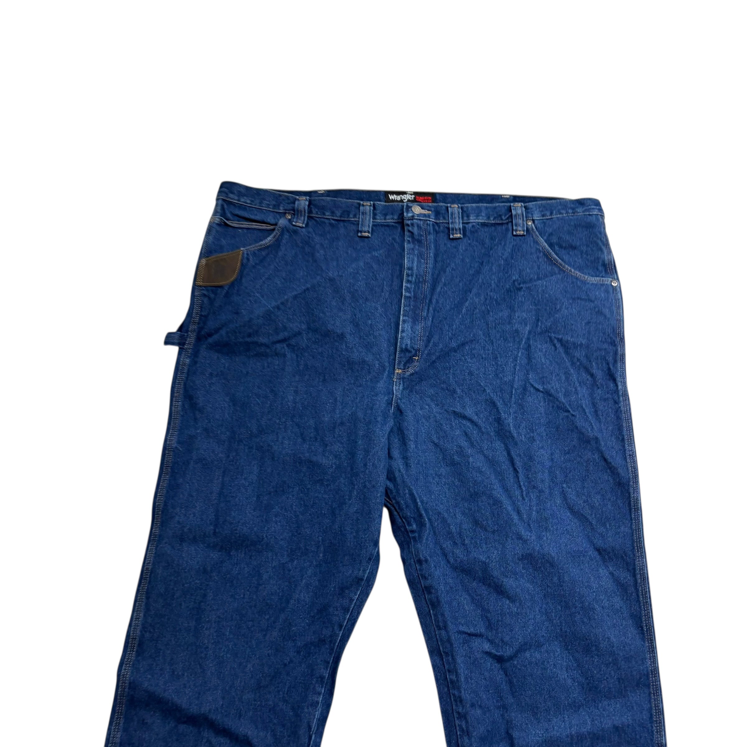 Wrangler Carpenter Jeans W52 L32 Mens Mid Blue Relaxed Straight Fit Denim (E)