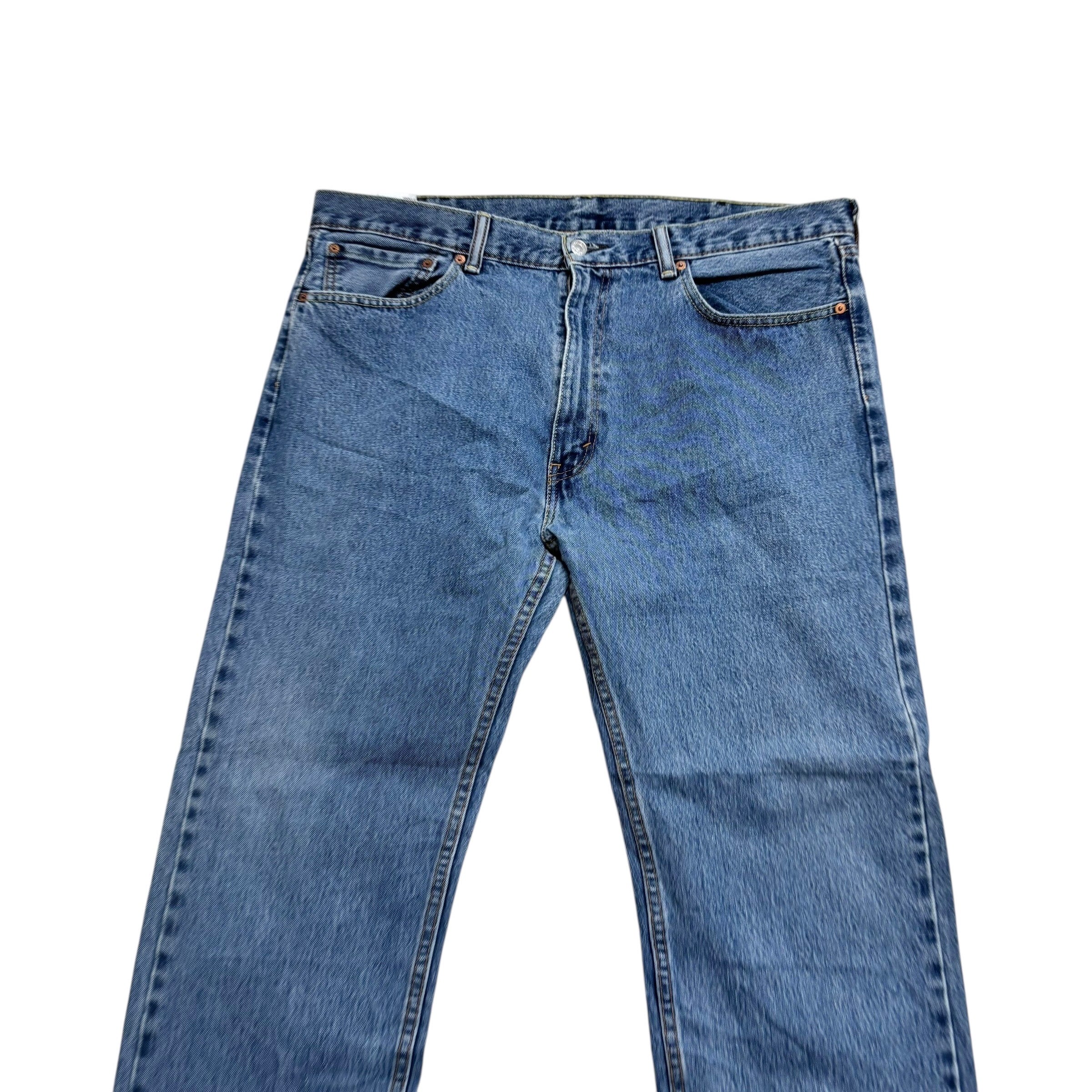 Levis 505 Jeans W40 L32 Mens Mid Blue Regular Straight Fit Denim (E)