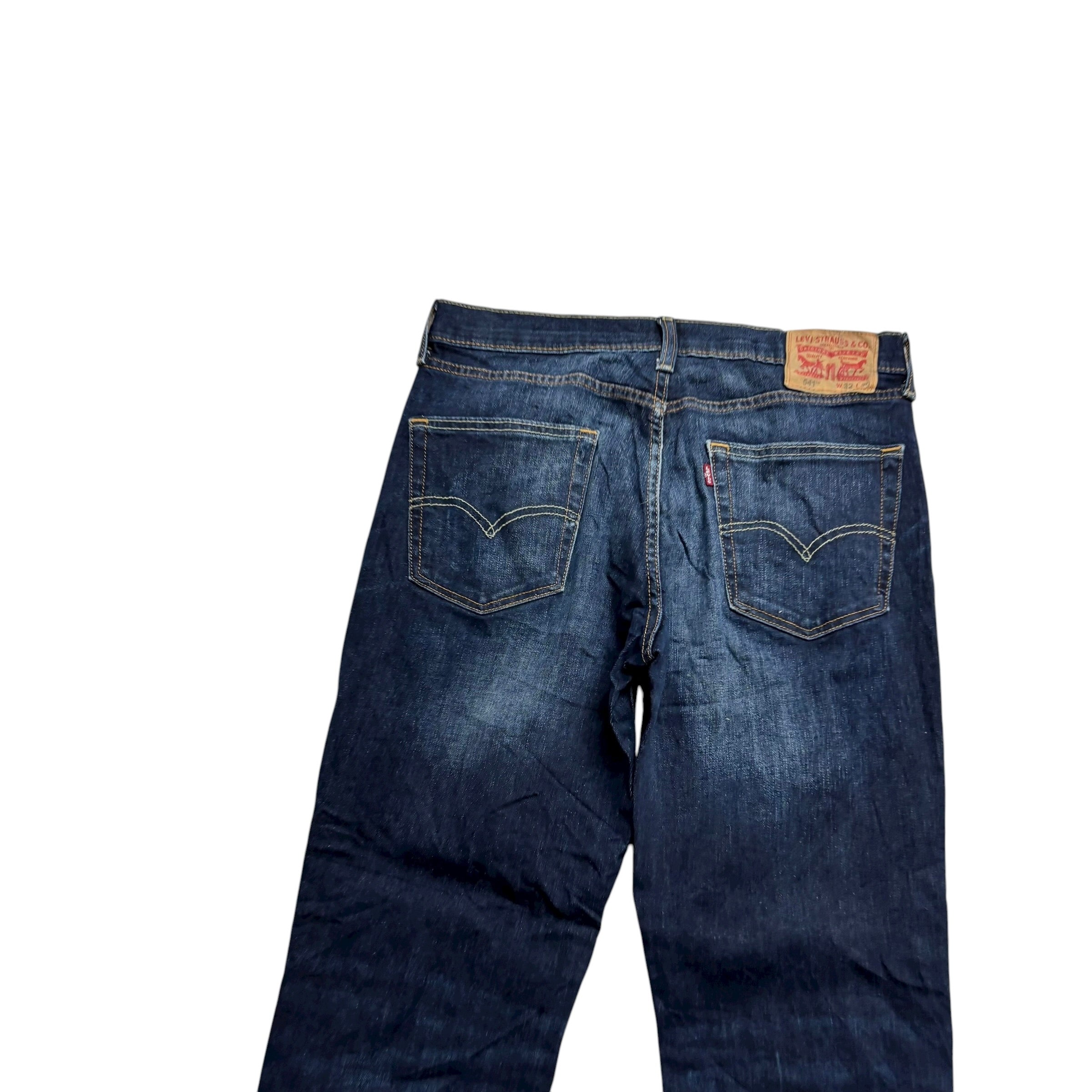 Levis 541 Jeans W32 L29 Mens Dark Blue Athletic Tapered Fit Stretch Denim