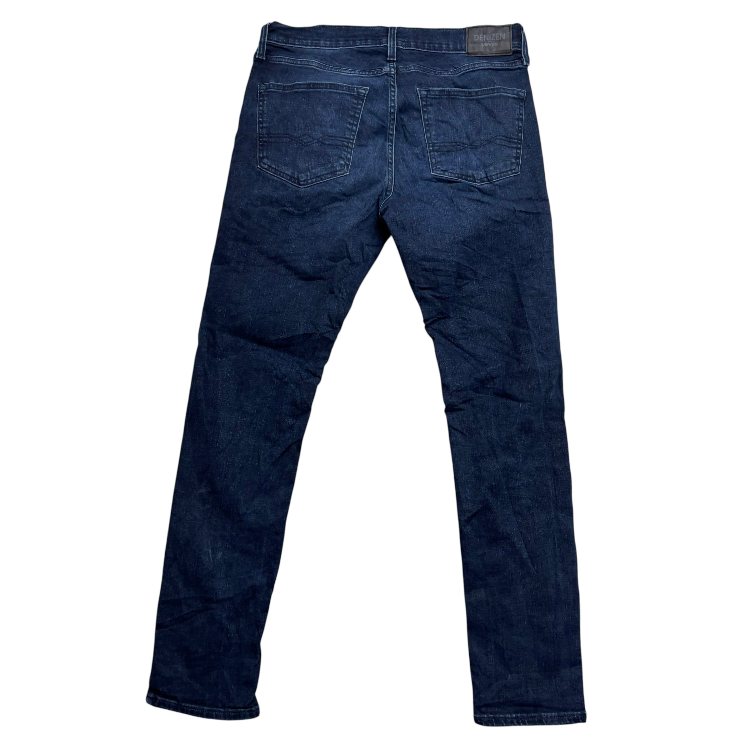 Levis Denizen Jeans W32 L32 Mens Navy Blue Skinny Fit Stretch Denim (E)
