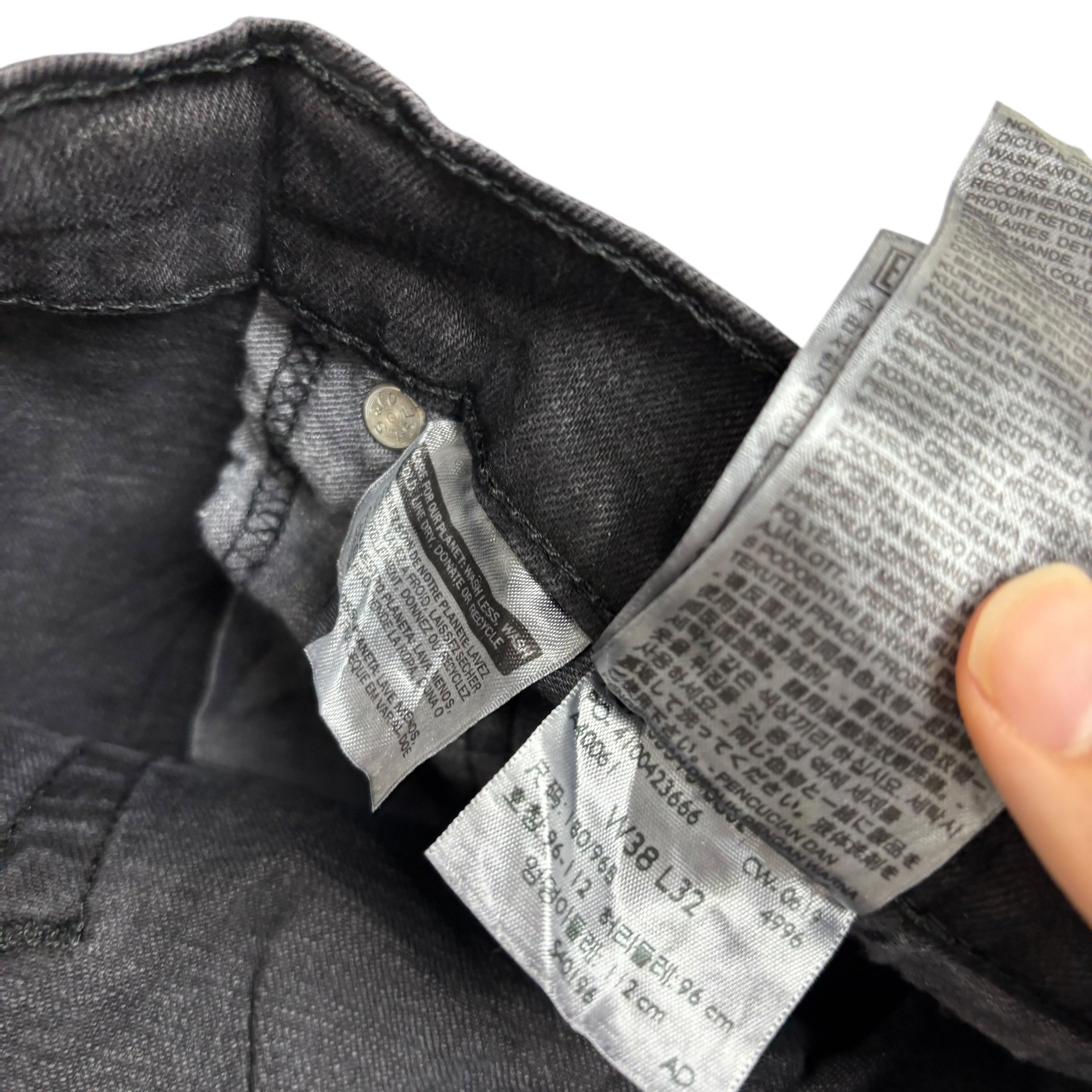 Levis 510 Jeans W36 L31 Mens Black Skinny Fit Stretch Denim (E)