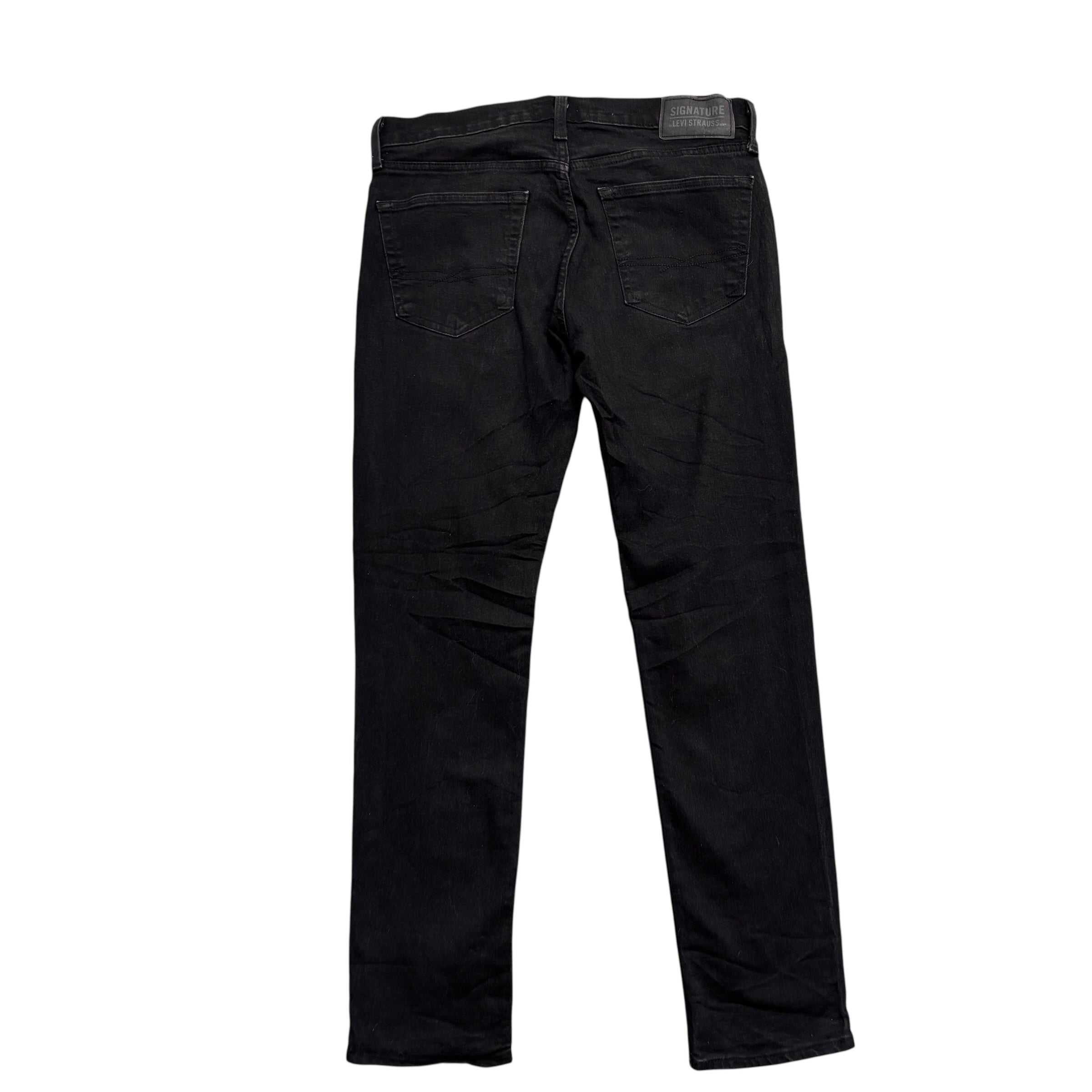 Levis Signature Jeans W32 L30 Mens Black Slim Fit Stretch Denim (E)
