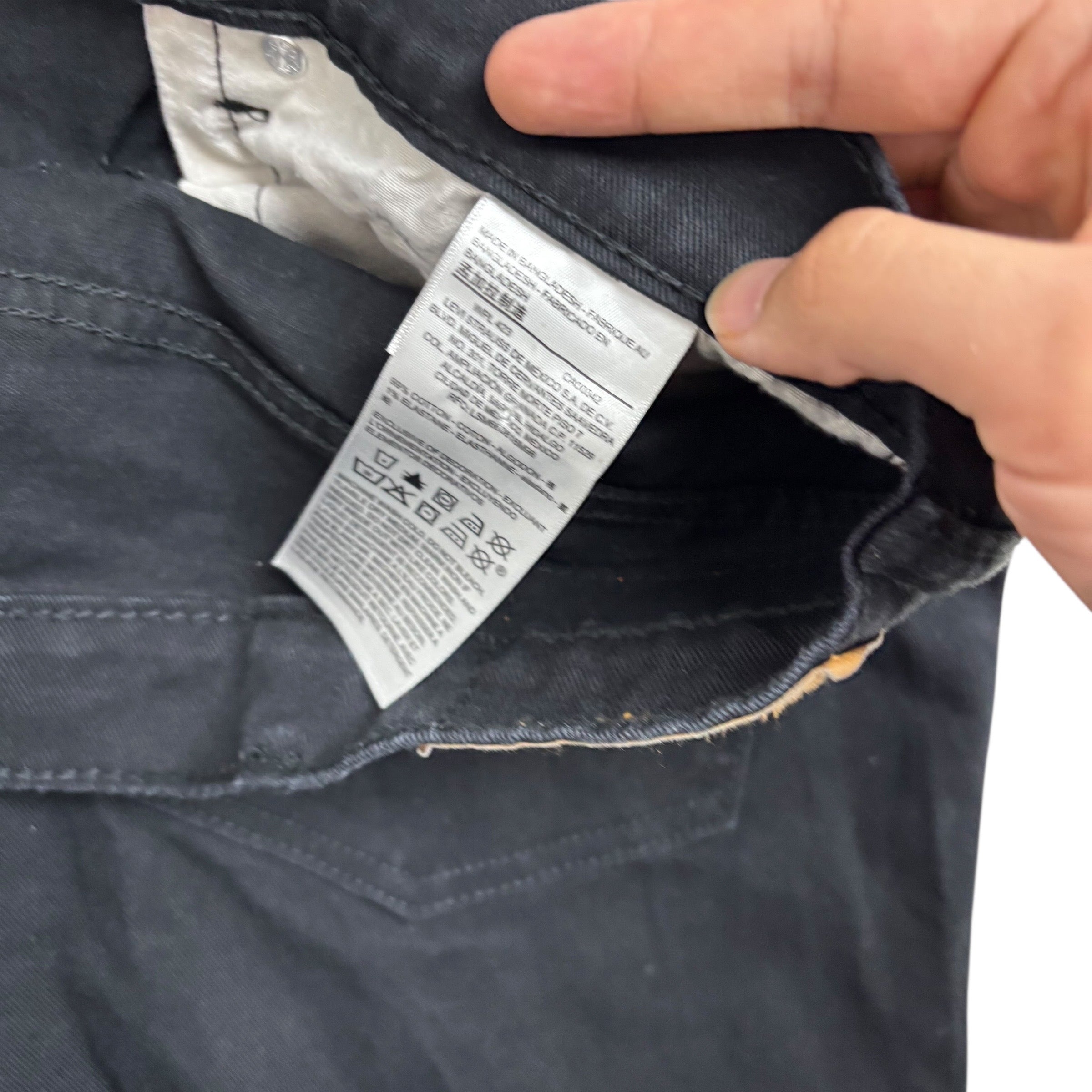 Levis Denizen Jeans W40 L30 Mens Black Relaxed Straight Fit Stretch Denim (E)