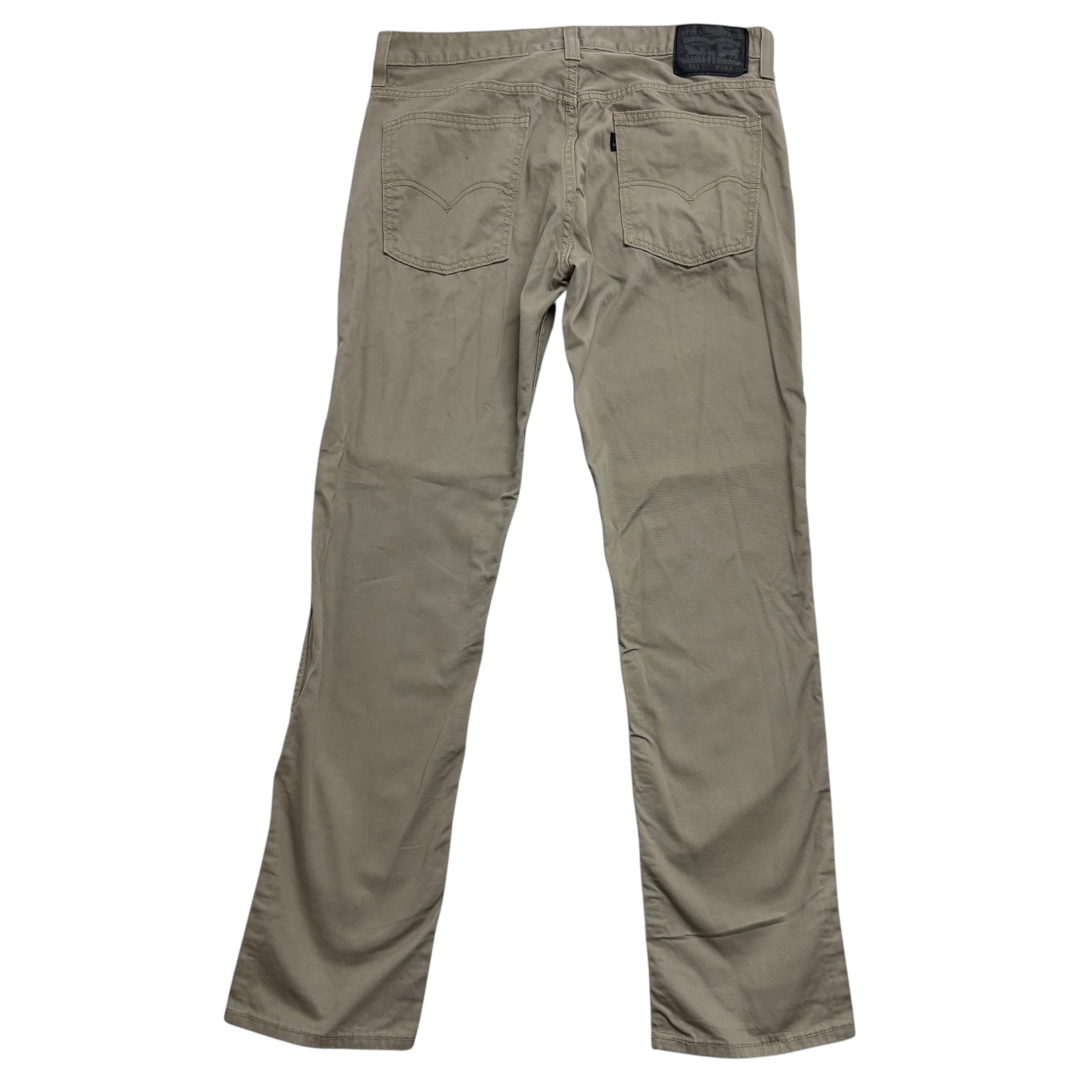 Levis 511 Trousers W34 L32 Mens Beige Slim Fit Cotton Pants