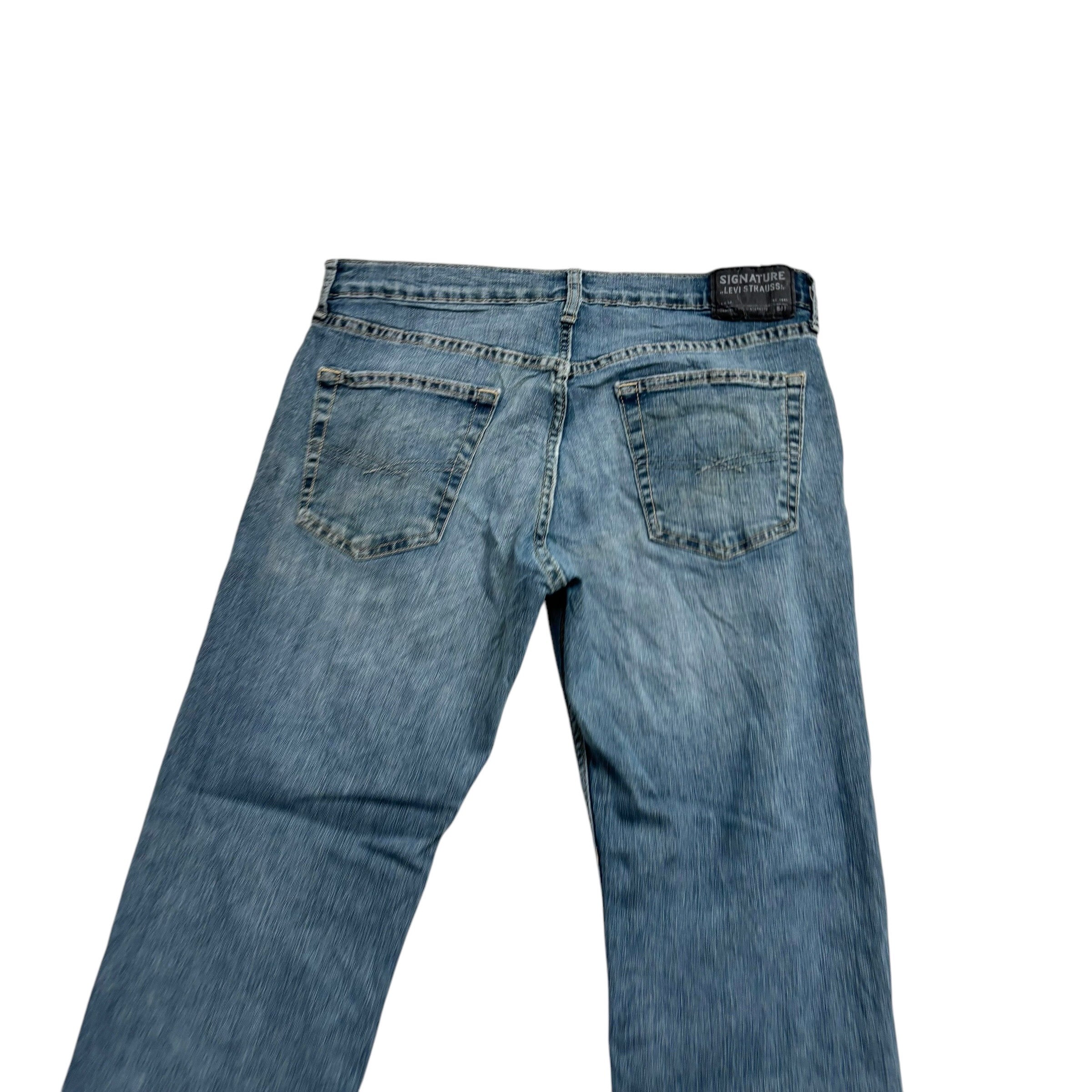 Levis Signature Jeans W34 L34 Mens Mid Blue Athletic Tapered Fit Stretch (E)