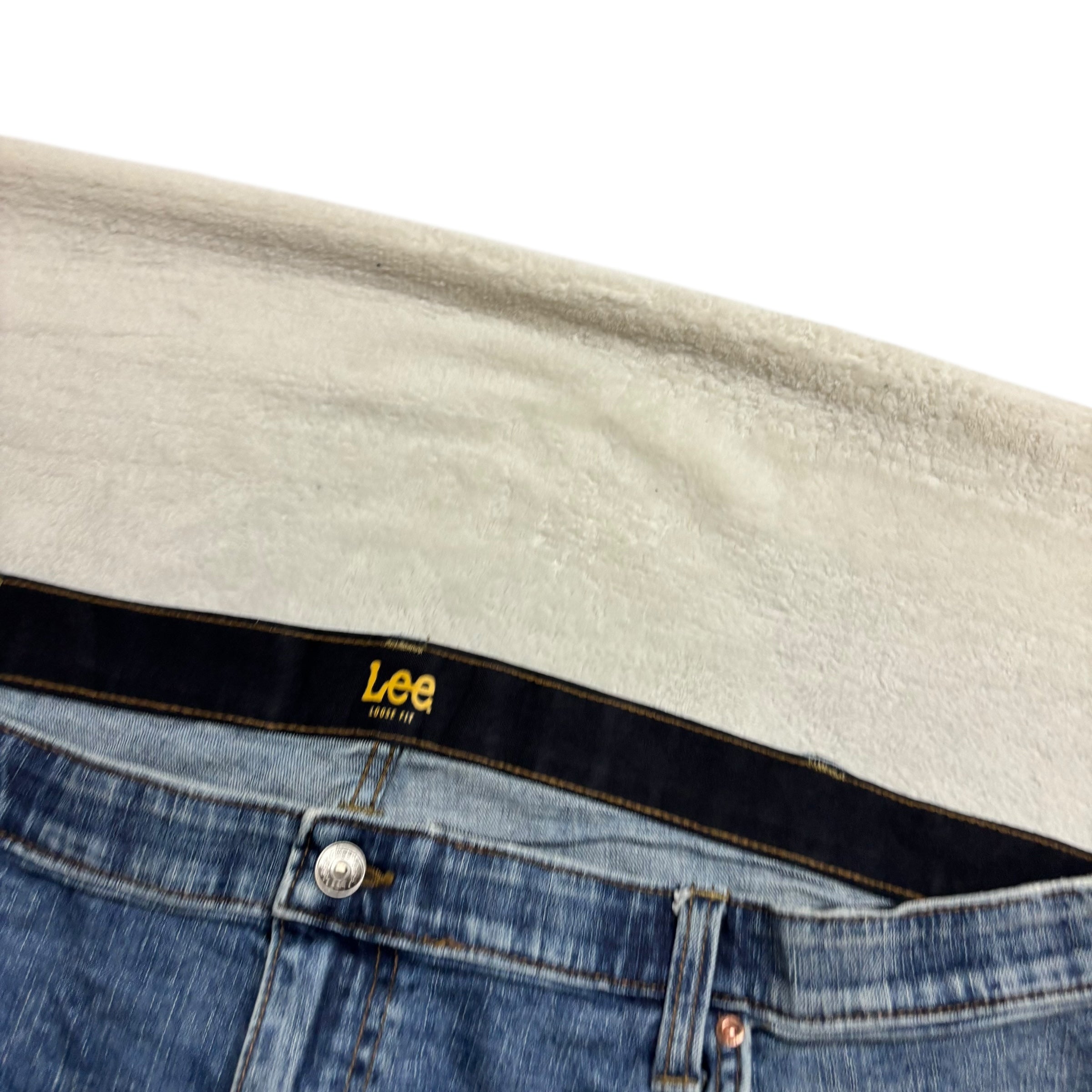 Lee Jeans W48 L28 Mens Mid Blue Relaxed Straight Fit Stretch Denim