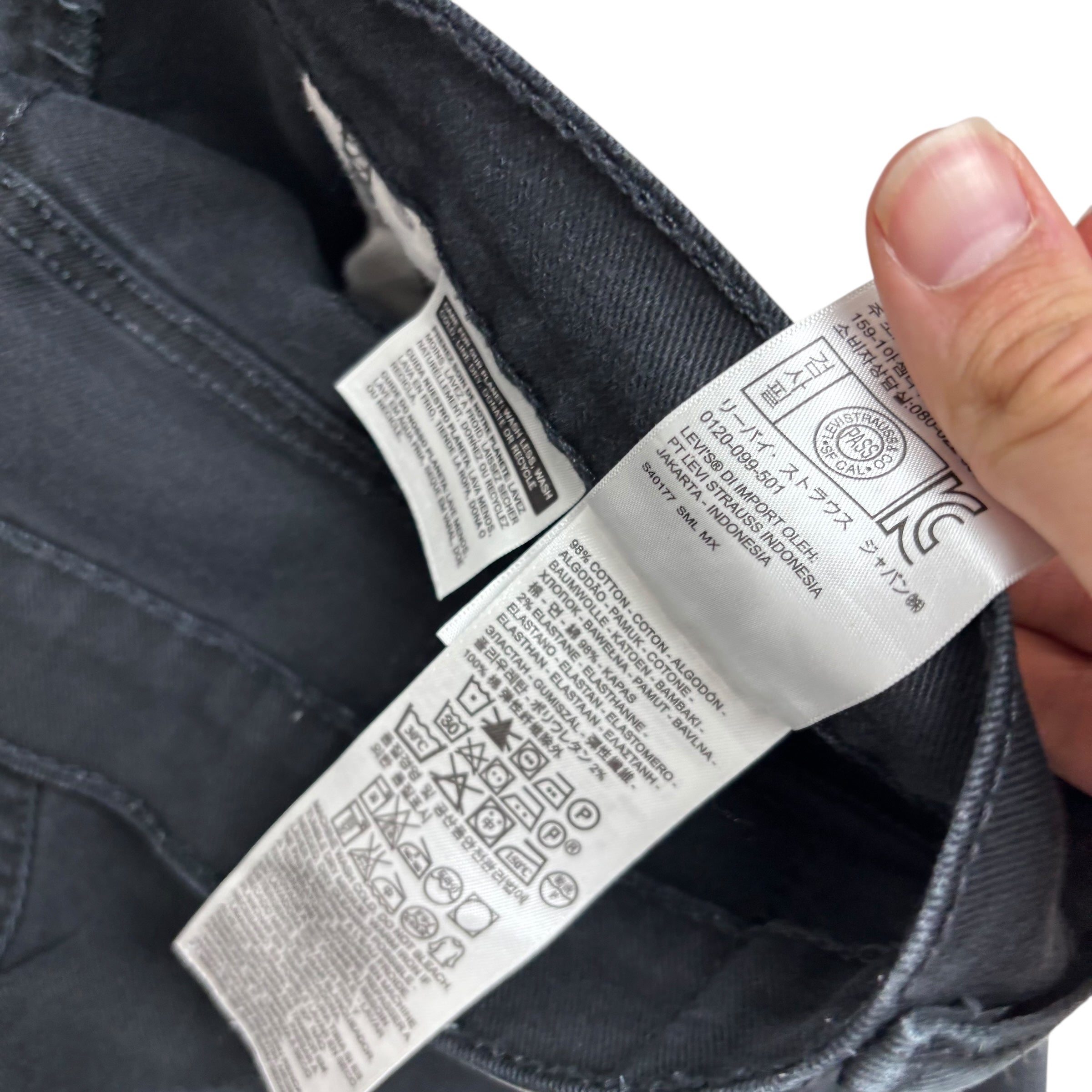 Levis 510 Jeans W34 L30 Mens Black Skinny Fit Stretch Denim (E)