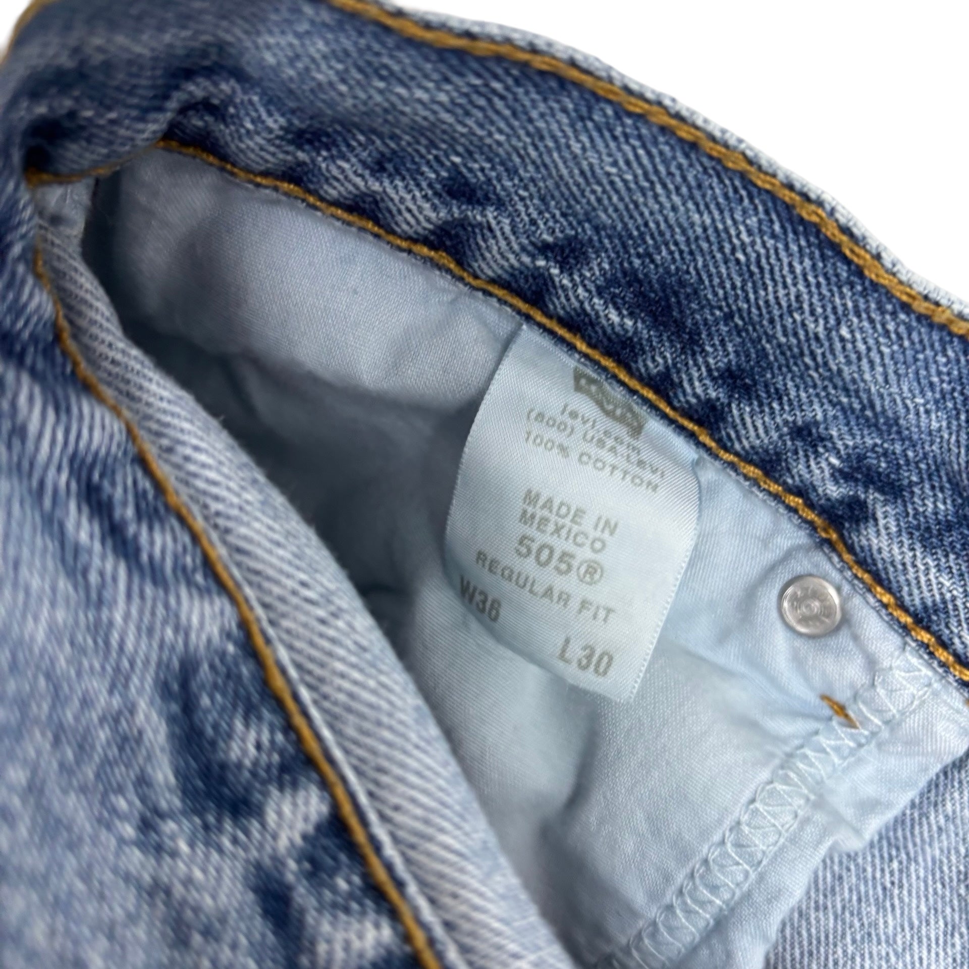 Levis 505 Jeans W34 L30 Mens Light Blue Regular Straight Fit Vintage Denim