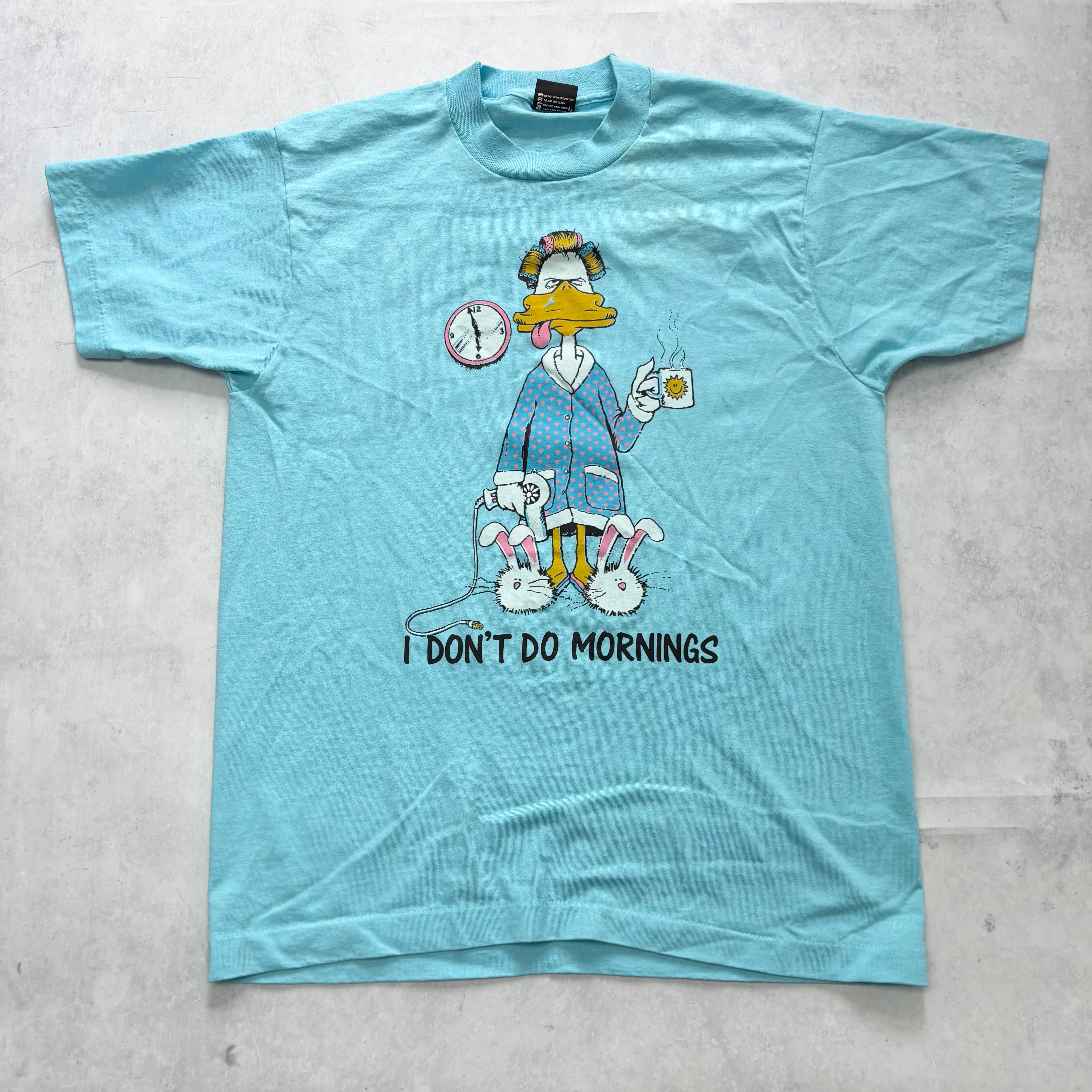 Vintage T Shirt Mens Medium Blue Single Stitch Graphic Print 90s