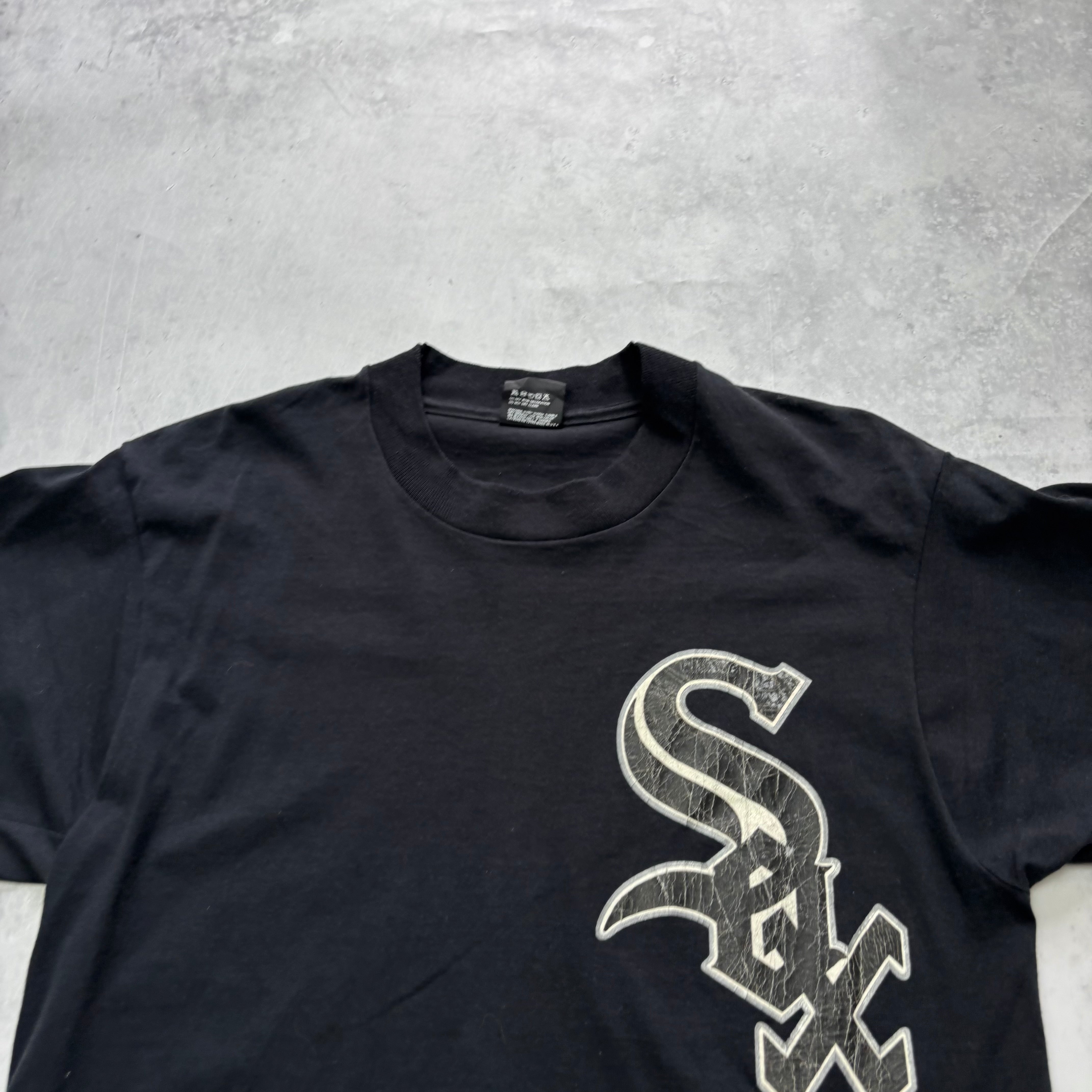 Vintage T Shirt Mens Small Black Single Stitch Graphic Print 90s Baseball