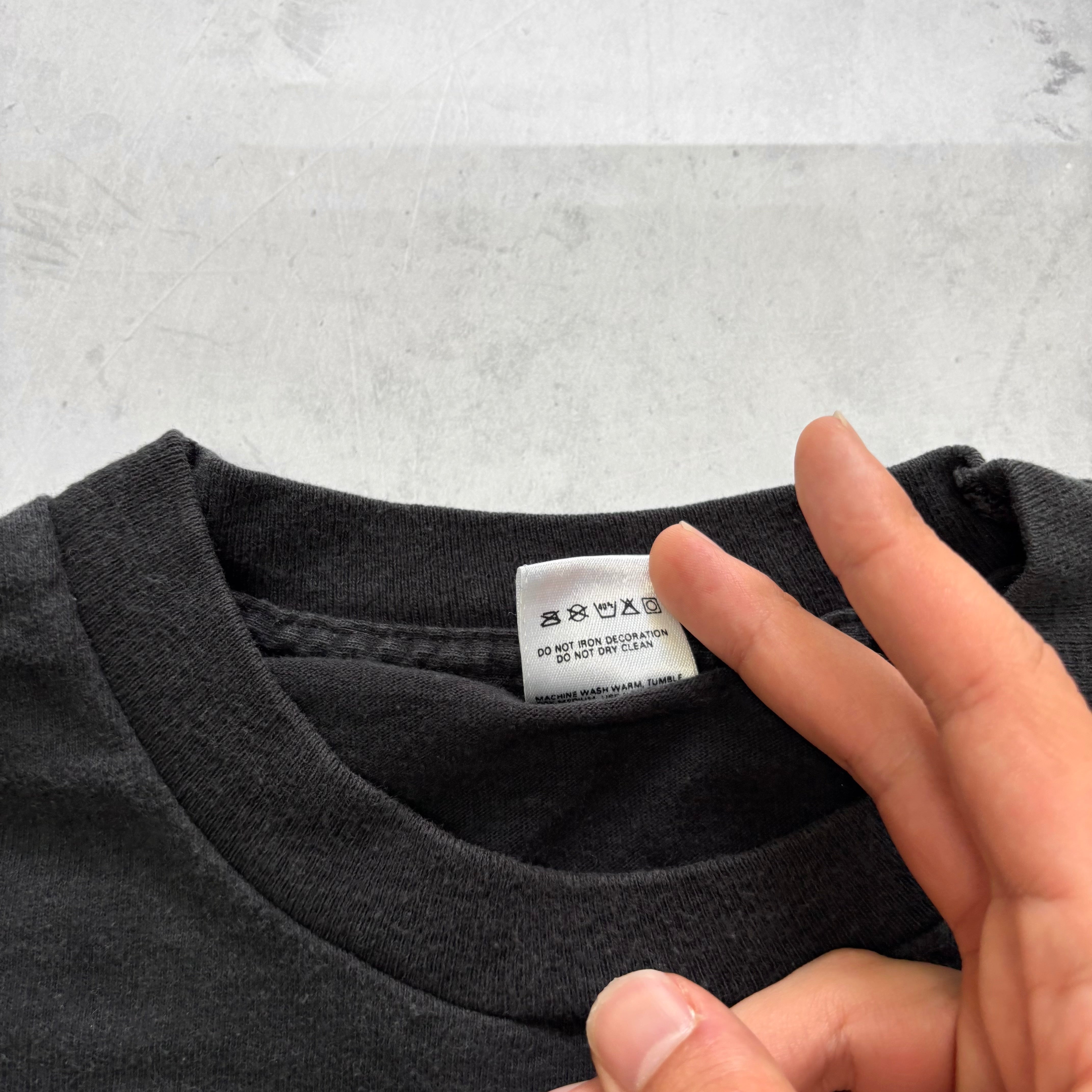 Vintage T Shirt Mens Large Black Single Stitch Graphic Print 90s Racing