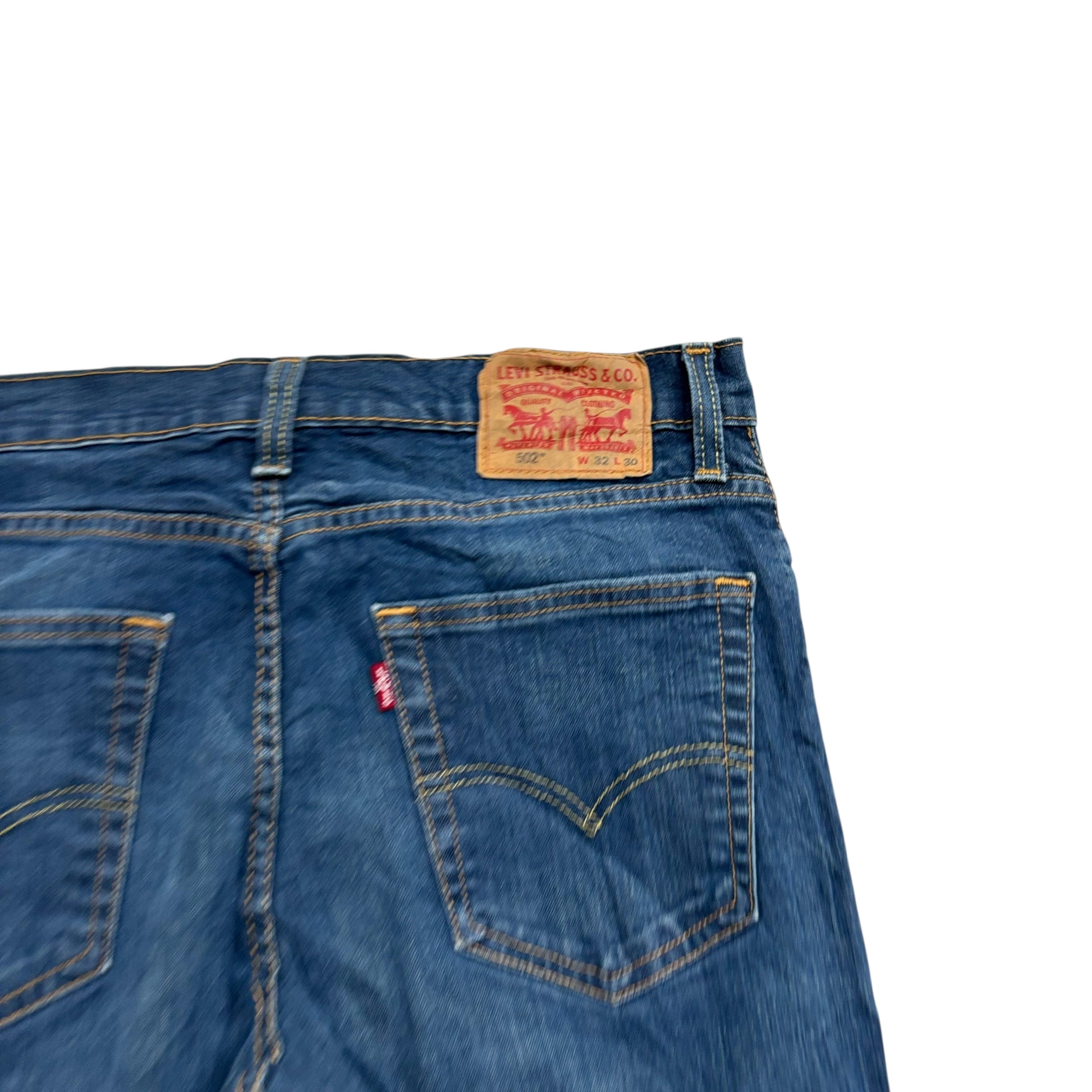 Levis 502 Jeans W32 L28 Mens Dark Blue Regular Tapered Fit Stretch Denim (E)