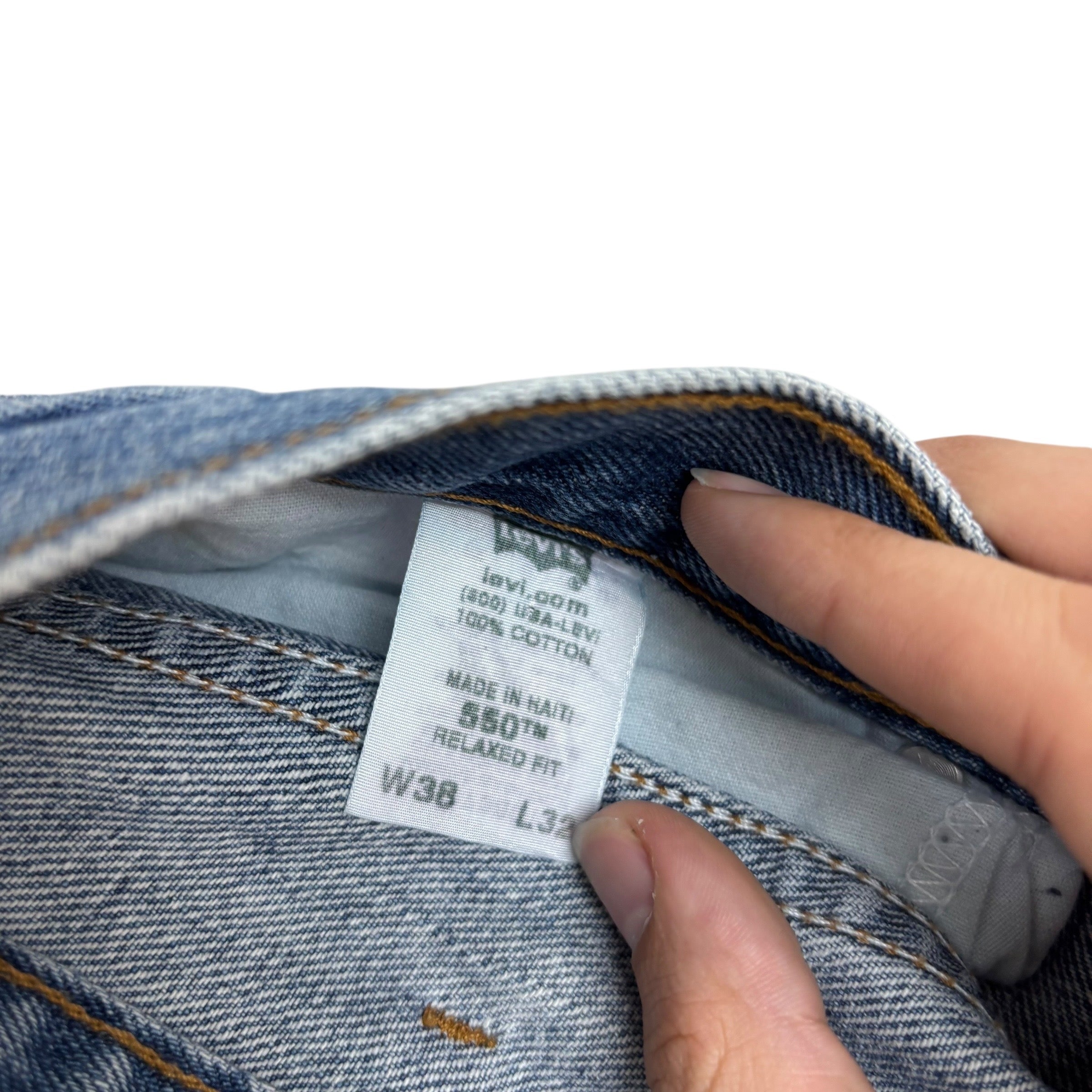 Levis 550 Jeans W38 L32 Mens Mid Blue Baggy Relaxed Straight Vintage Denim (E)