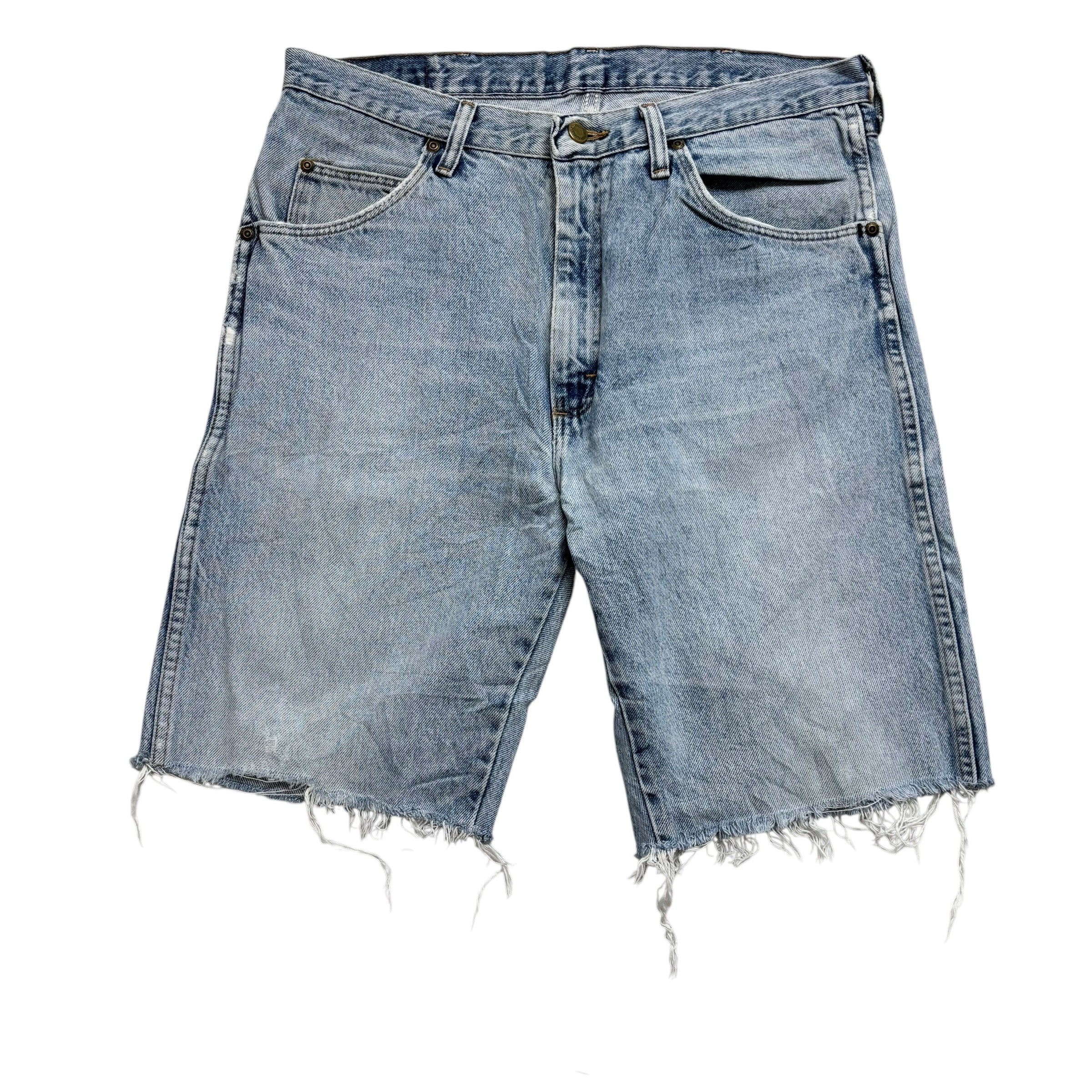 Wrangler Denim Shorts W34 Mens Light Blue Cut Off Jorts Regular Fit