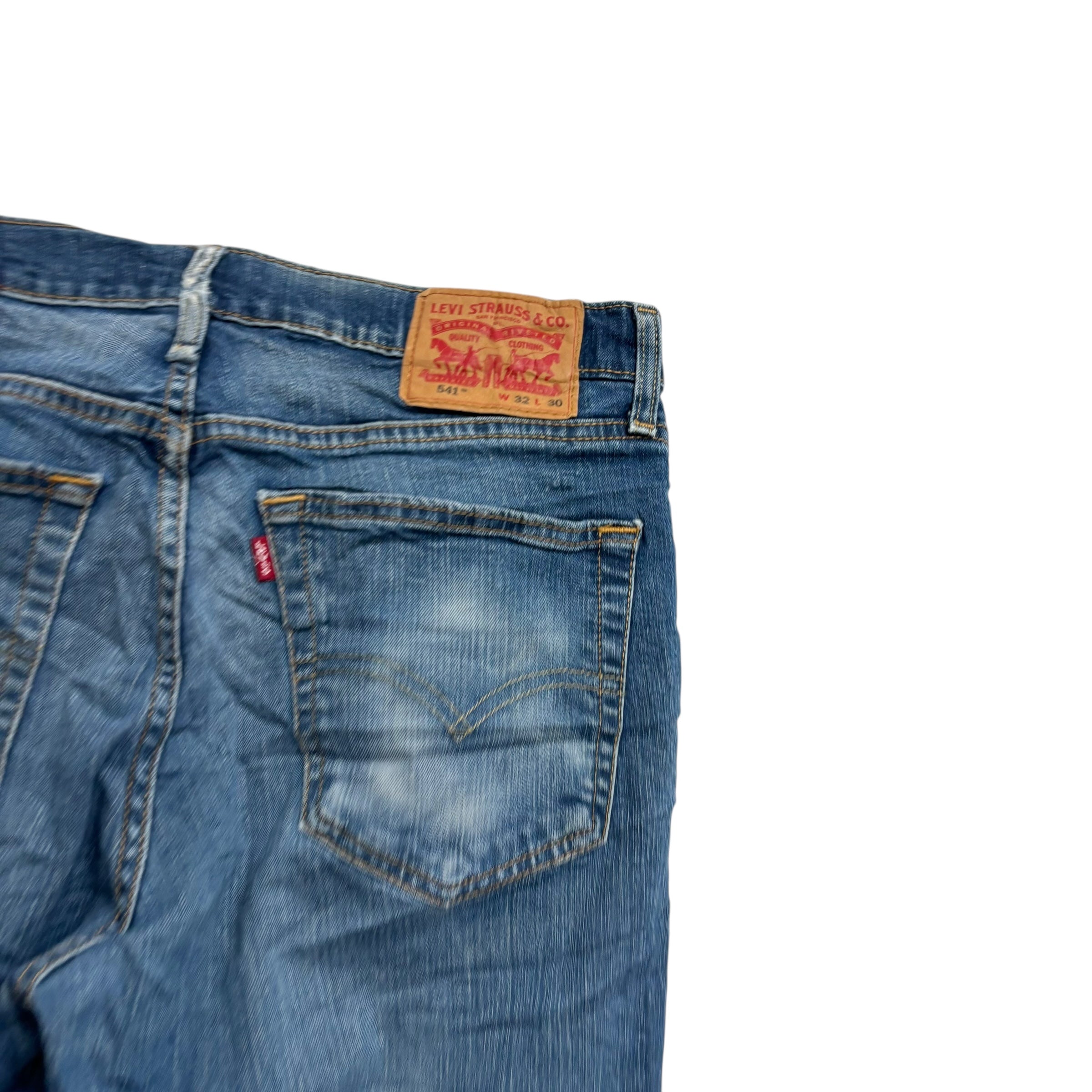 Levis 541 Jeans W32 L30 Mens Dark Blue Athletic Tapered Fit Stretch Denim