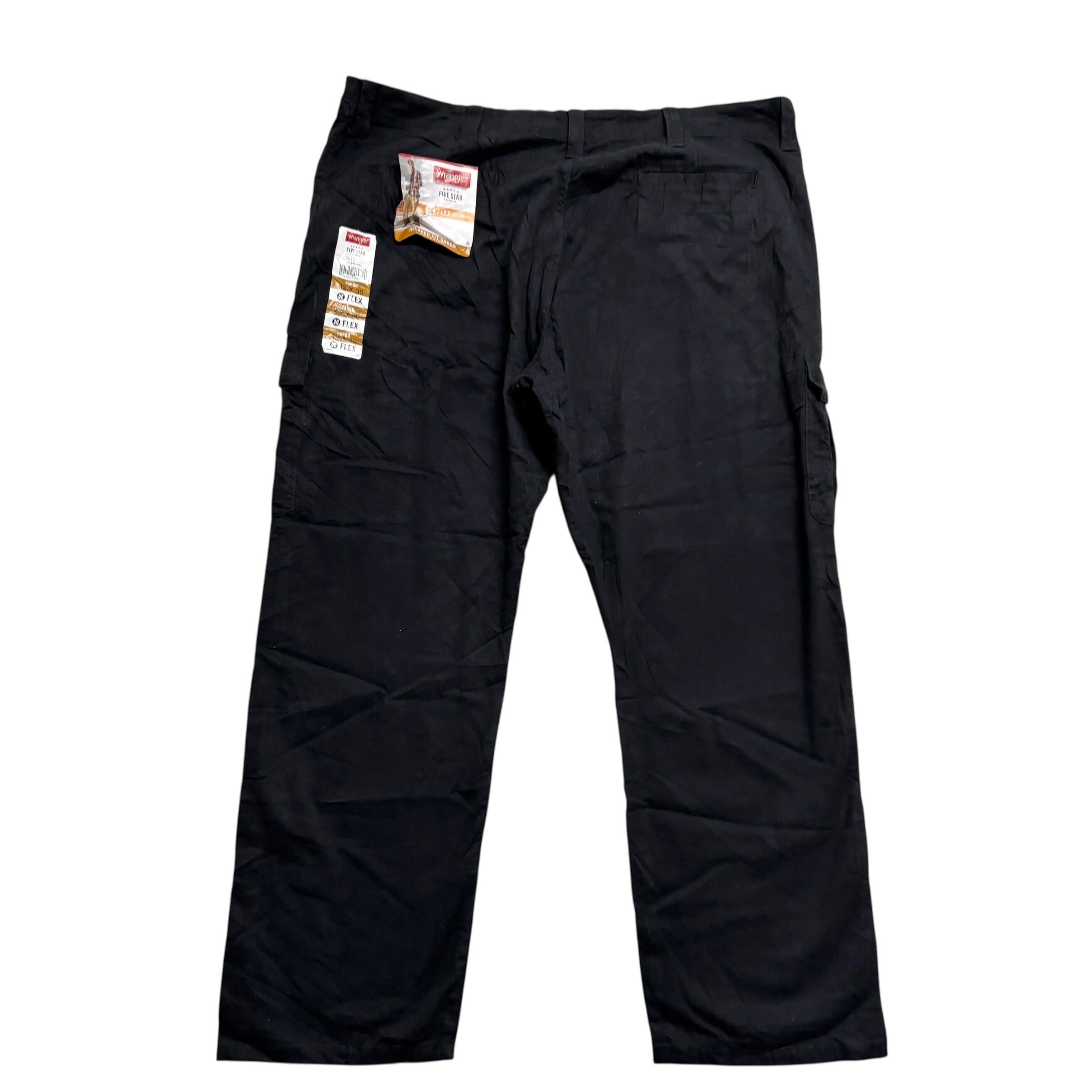 Wrangler Cargo Trousers W42 L30 Mens Black Relaxed Straight Fit Stetch Pants (E)