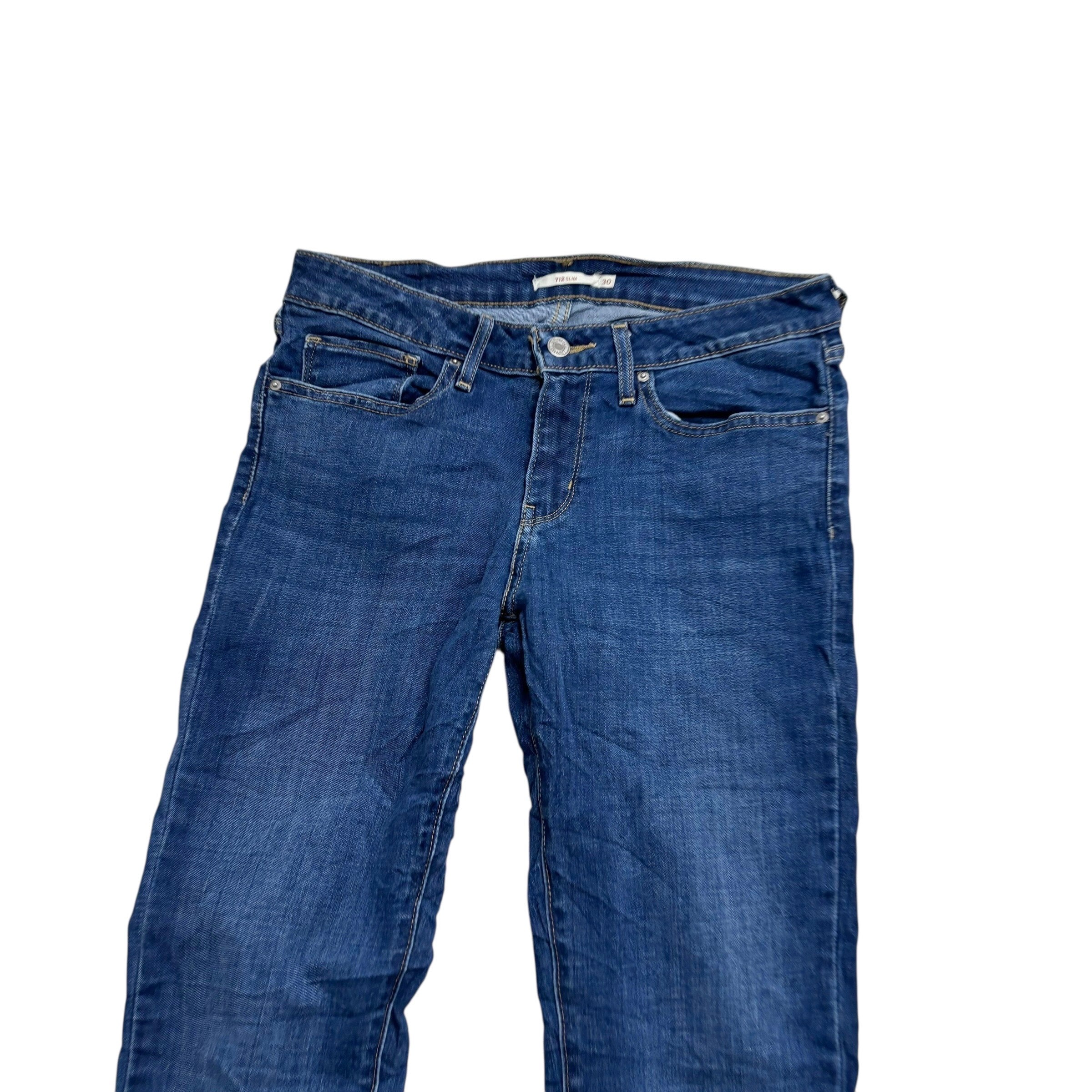 Levis 712 Jeans W30 L34 Womens Slim Fit Dark Blue Stretch Denim (E)