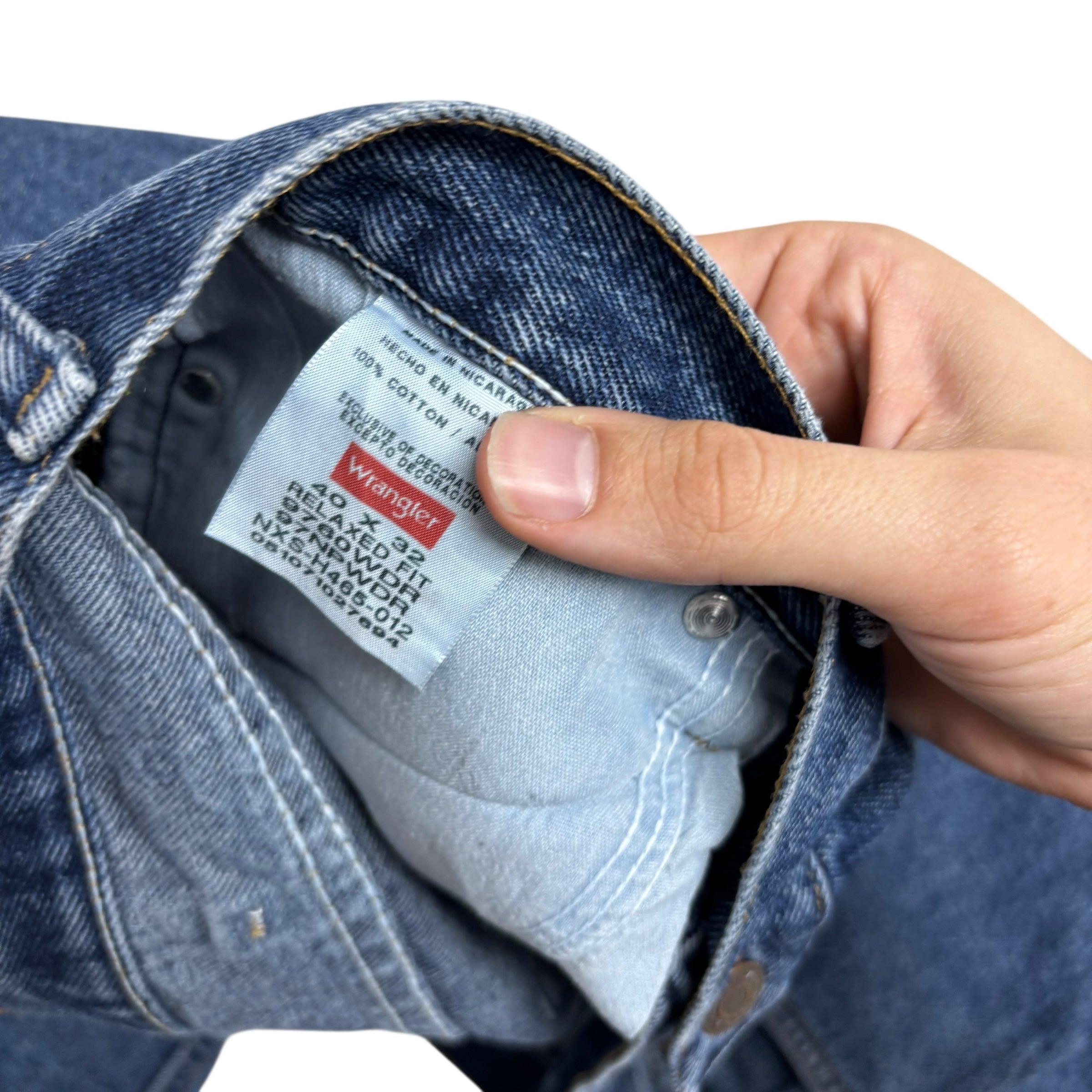 Wrangler Jeans W40 L32 Mens Mid Blue Relaxed Straight Fit Baggy Denim (E)