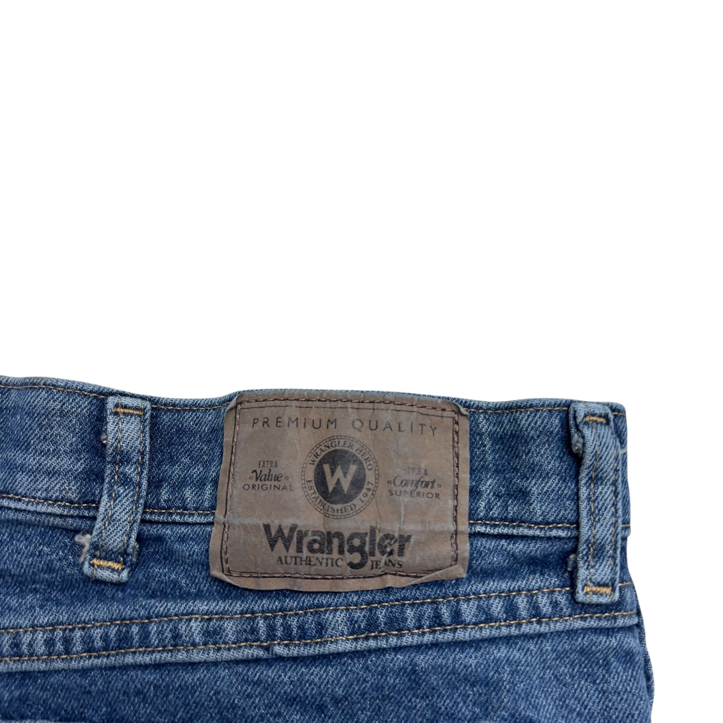 Wrangler Jeans W44 L30 Mens Mid Blue Regular Straight Fit Stretch Denim (E)