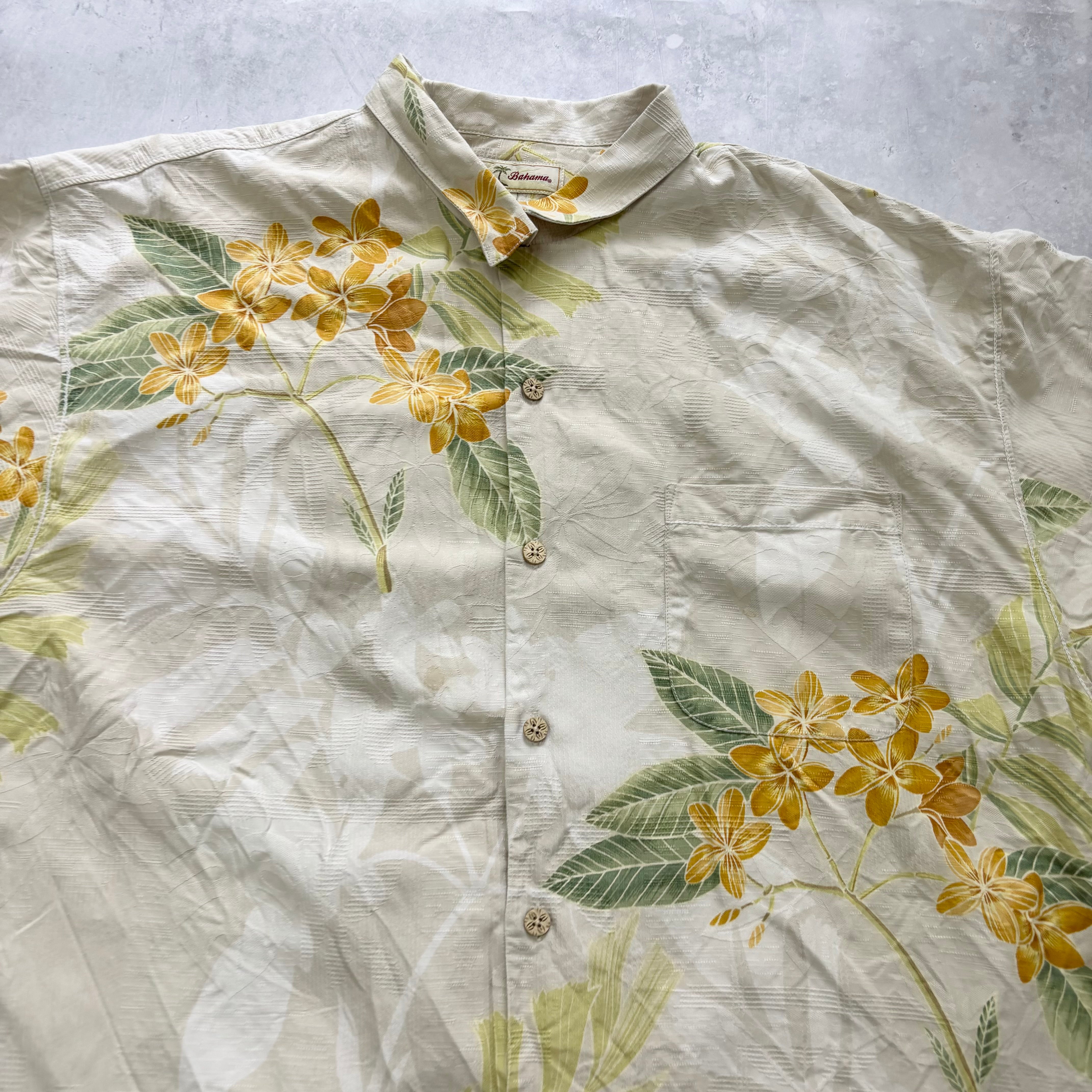 Vintage Hawaiian Shirt Mens XL Cream Floral Aloha Tommy Bahama Silk (E)