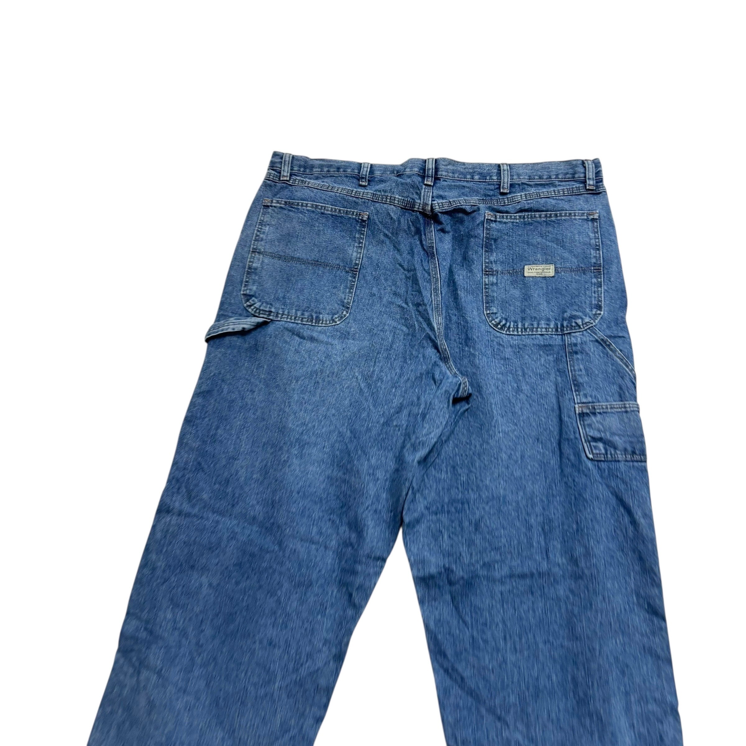 Wrangler Carpenter Jeans W40 L32 Mens Mid Blue Relaxed Straight Fit Denim (E)