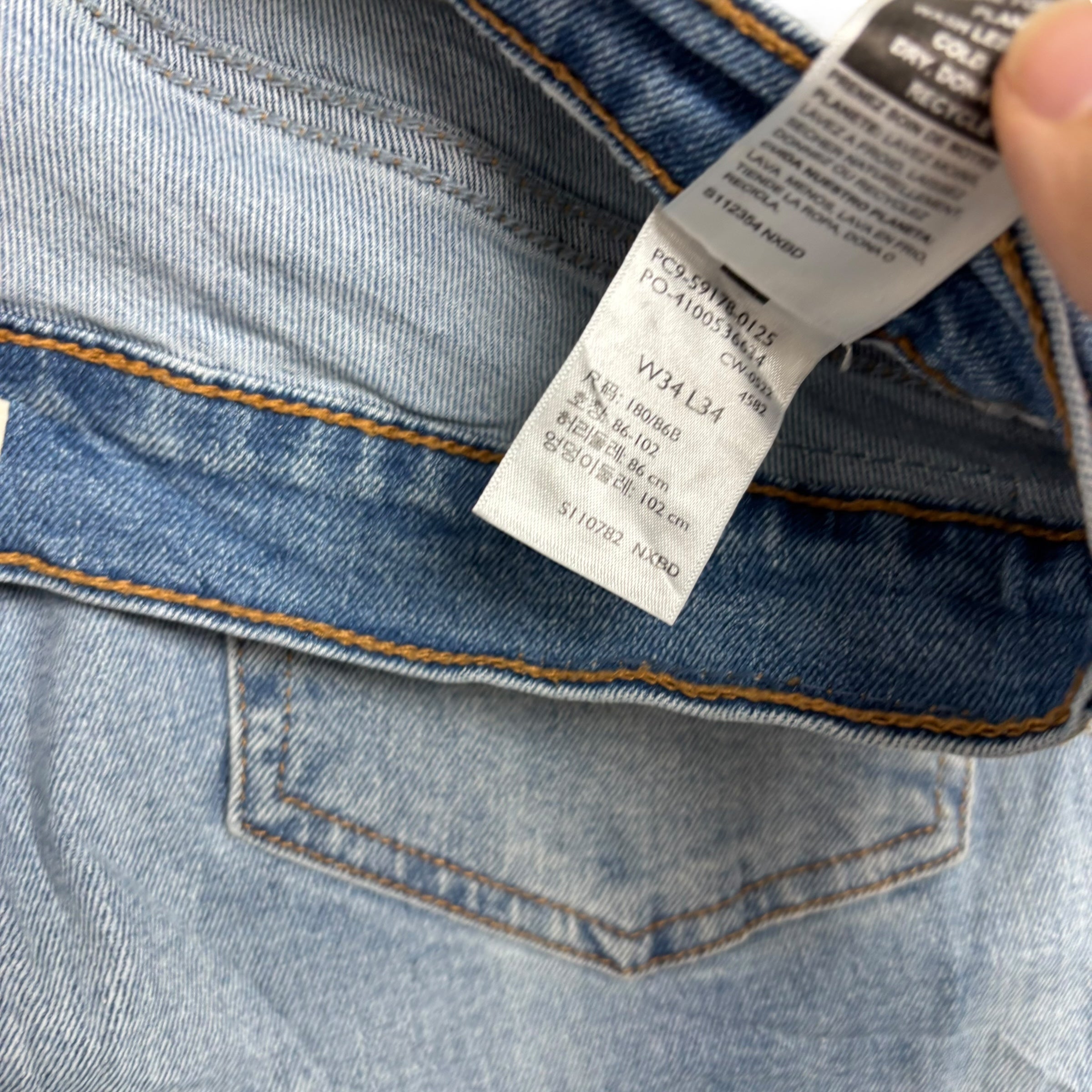 Levis Signature Jeans W34 L34 Mens Light Blue Slim Fit Stretch Denim (E)