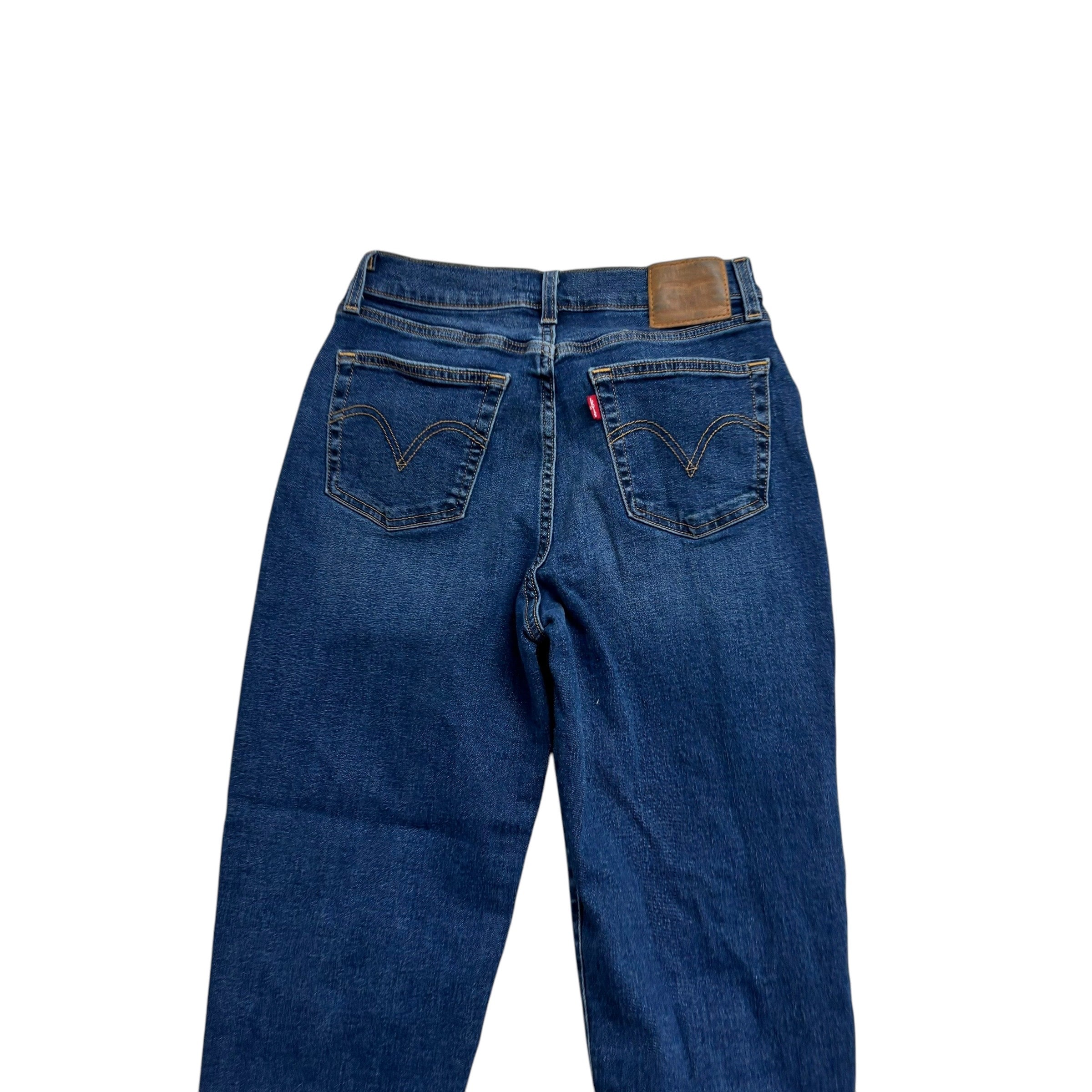 Levis Boyfriend Jeans W27 L27 Womens Mid Blue High Rise Distressed Stretch Denim