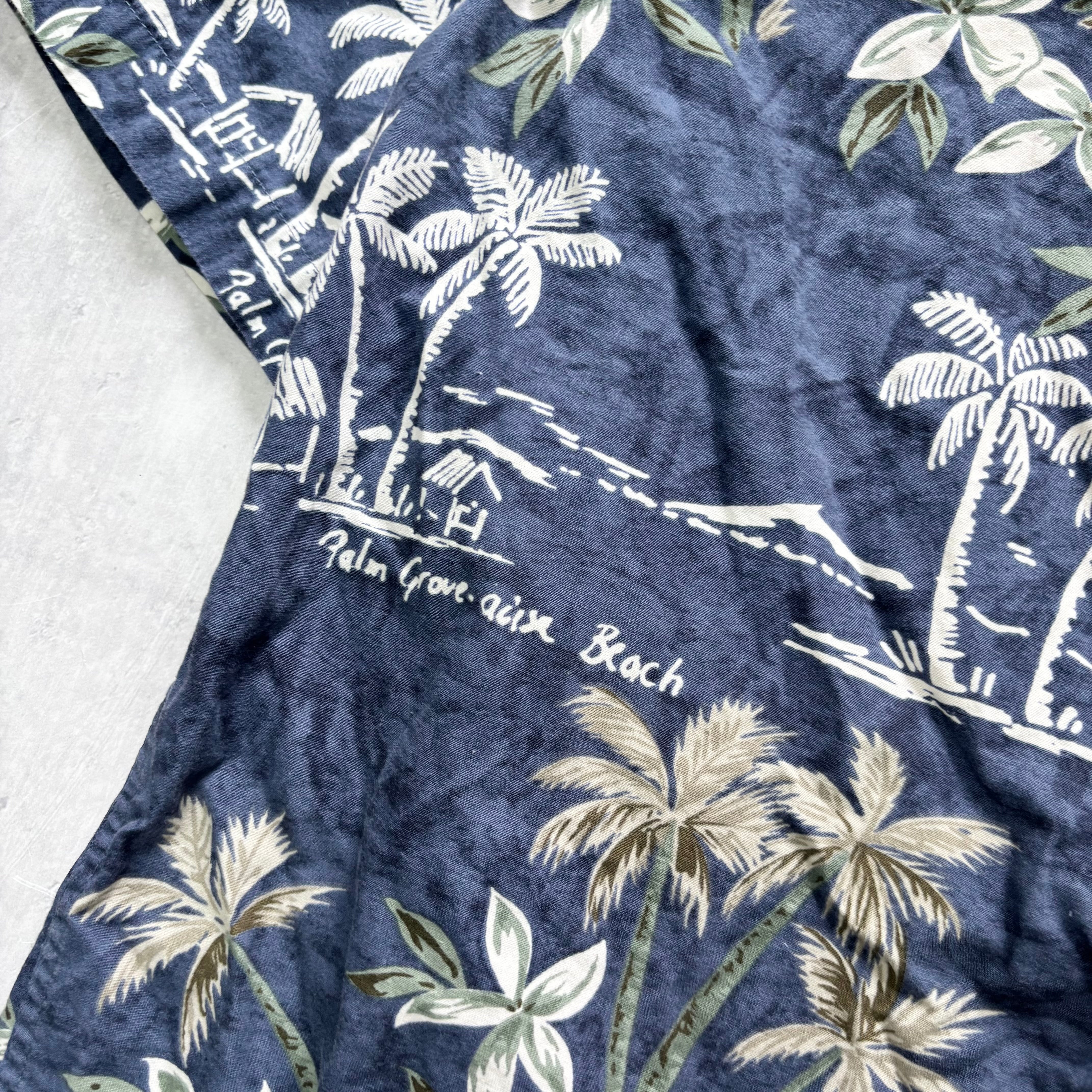 Hawaiian Shirt Mens Large Blue Floral Aloha Short Sleeve Cotton (E)
