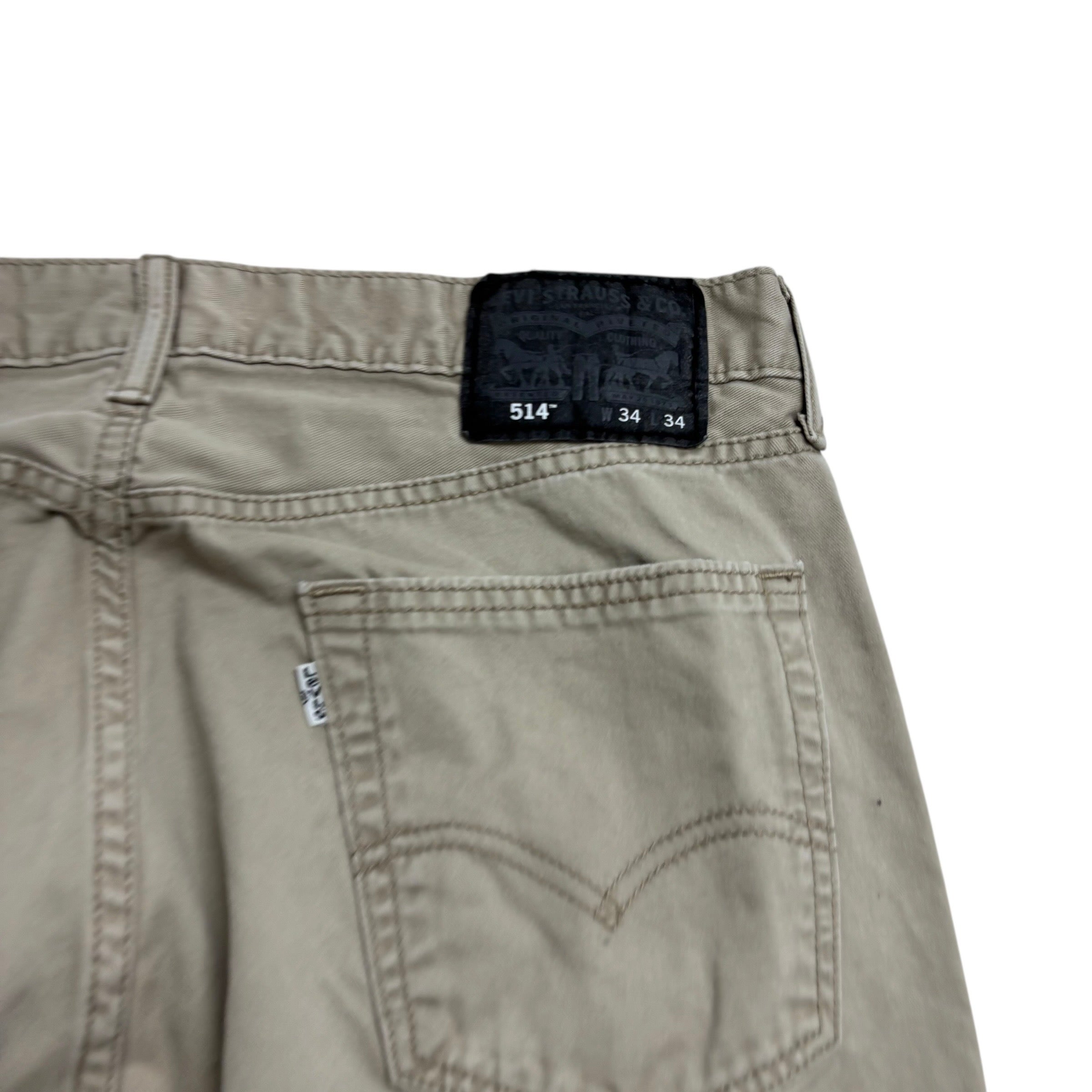 Levis 514 Trousers W33 L34 Mens Cream Regular Straight Fit Cotton Pants (E)