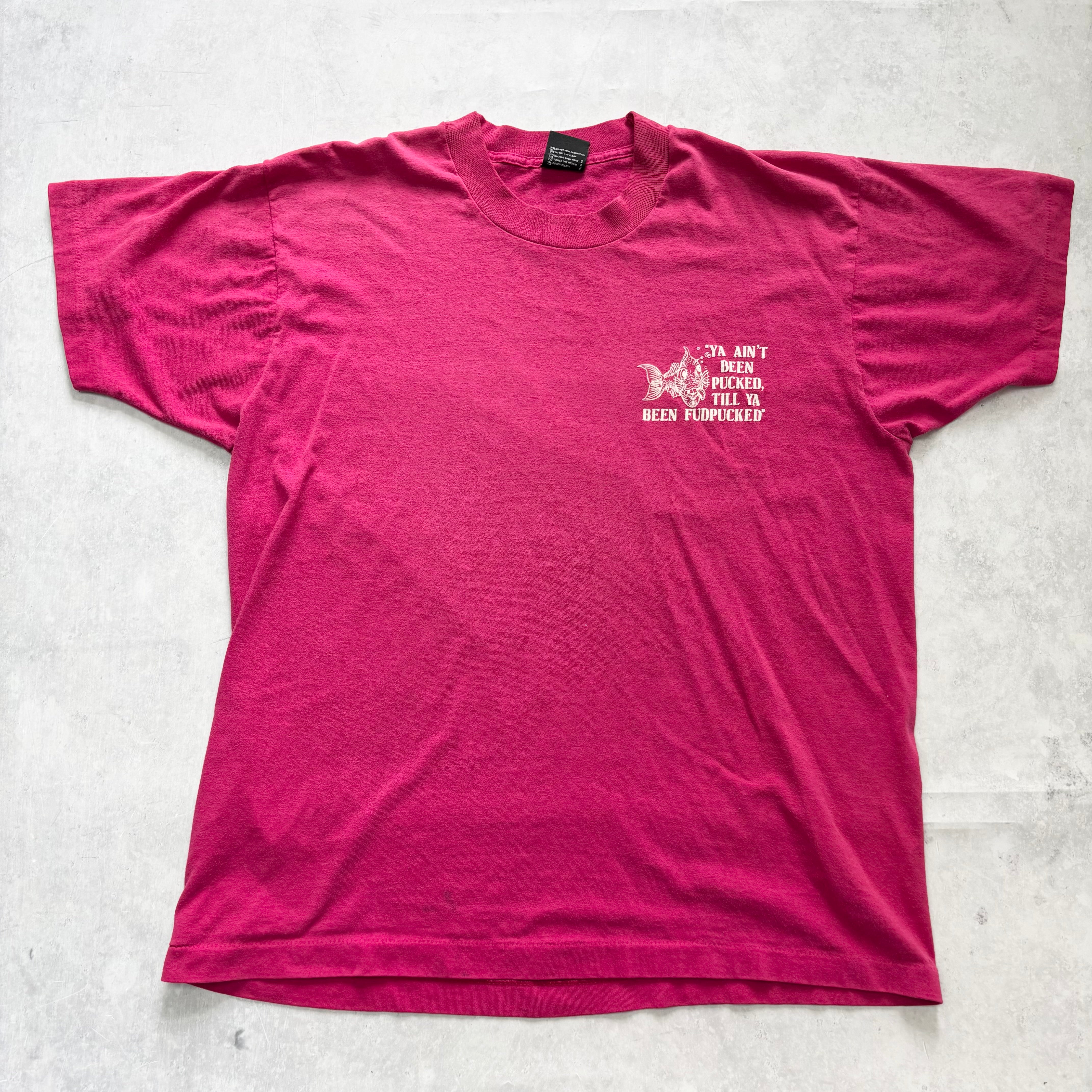 Vintage T Shirt Mens Large Pink Single Stitch Graphic Print 90s USA