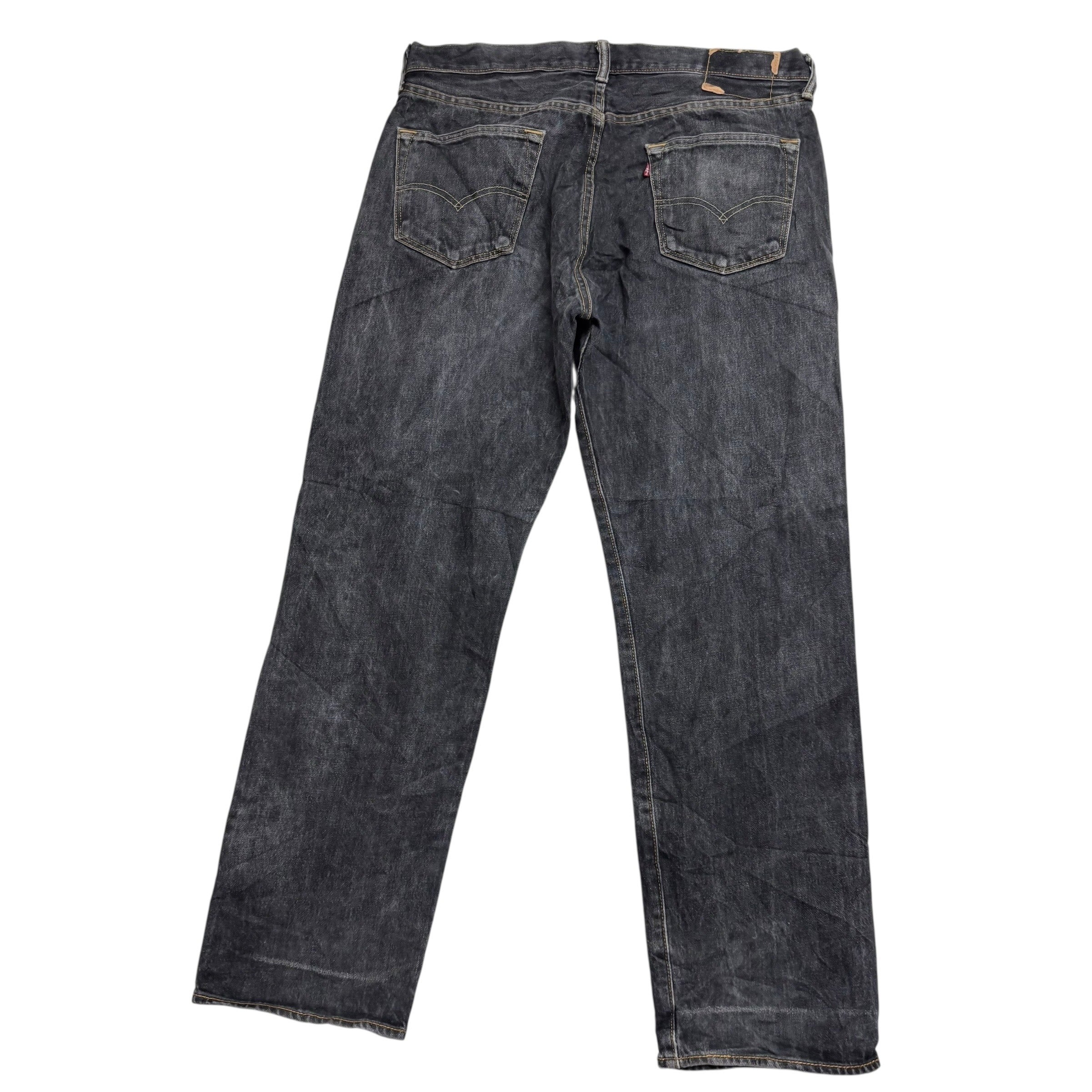 Levis 501 Jeans W35 L30 Mens Black Regular Straight Fit Denim (F)