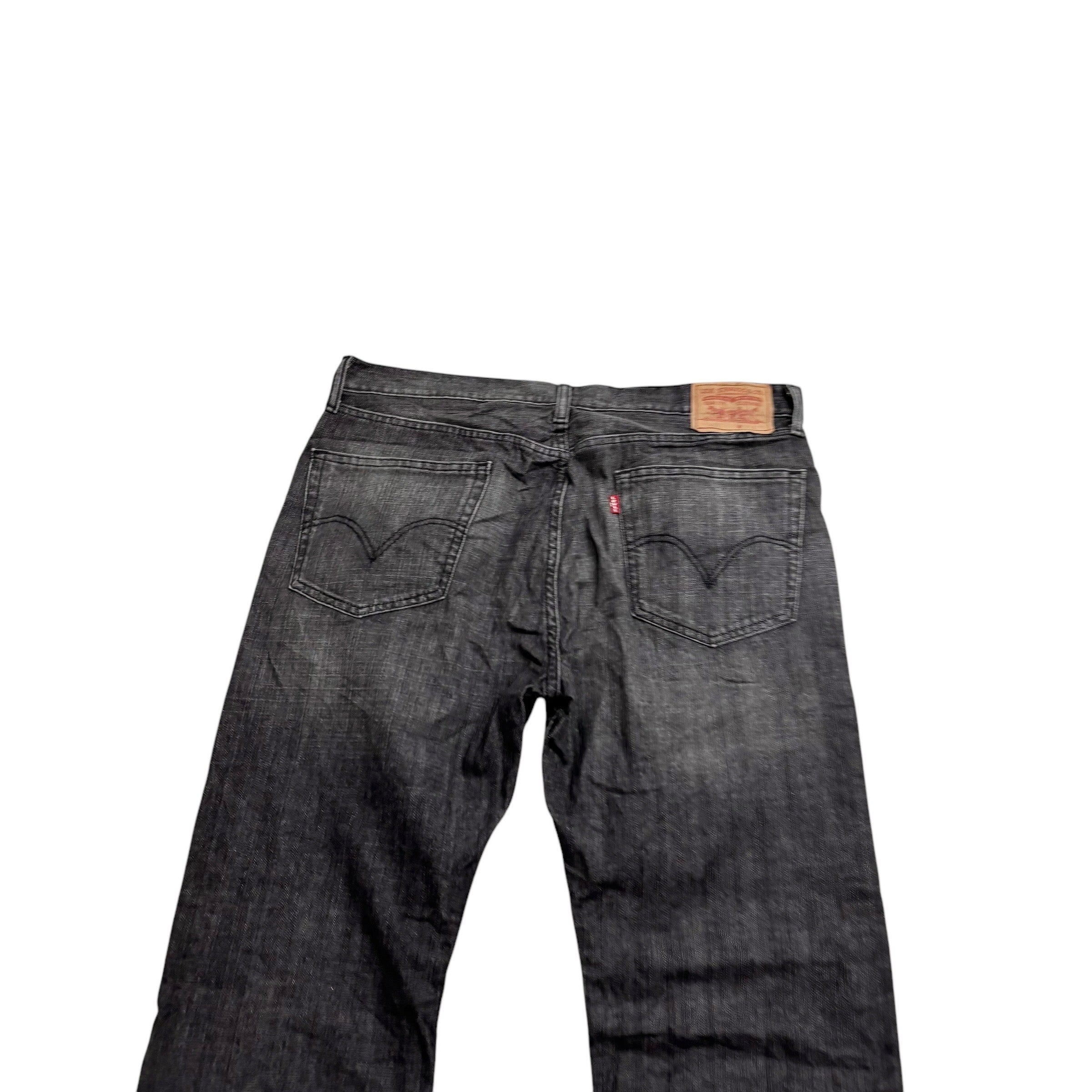Levis 505 Jeans W38 L32 Mens Black Regular Straight Fit Vintage Denim (E)
