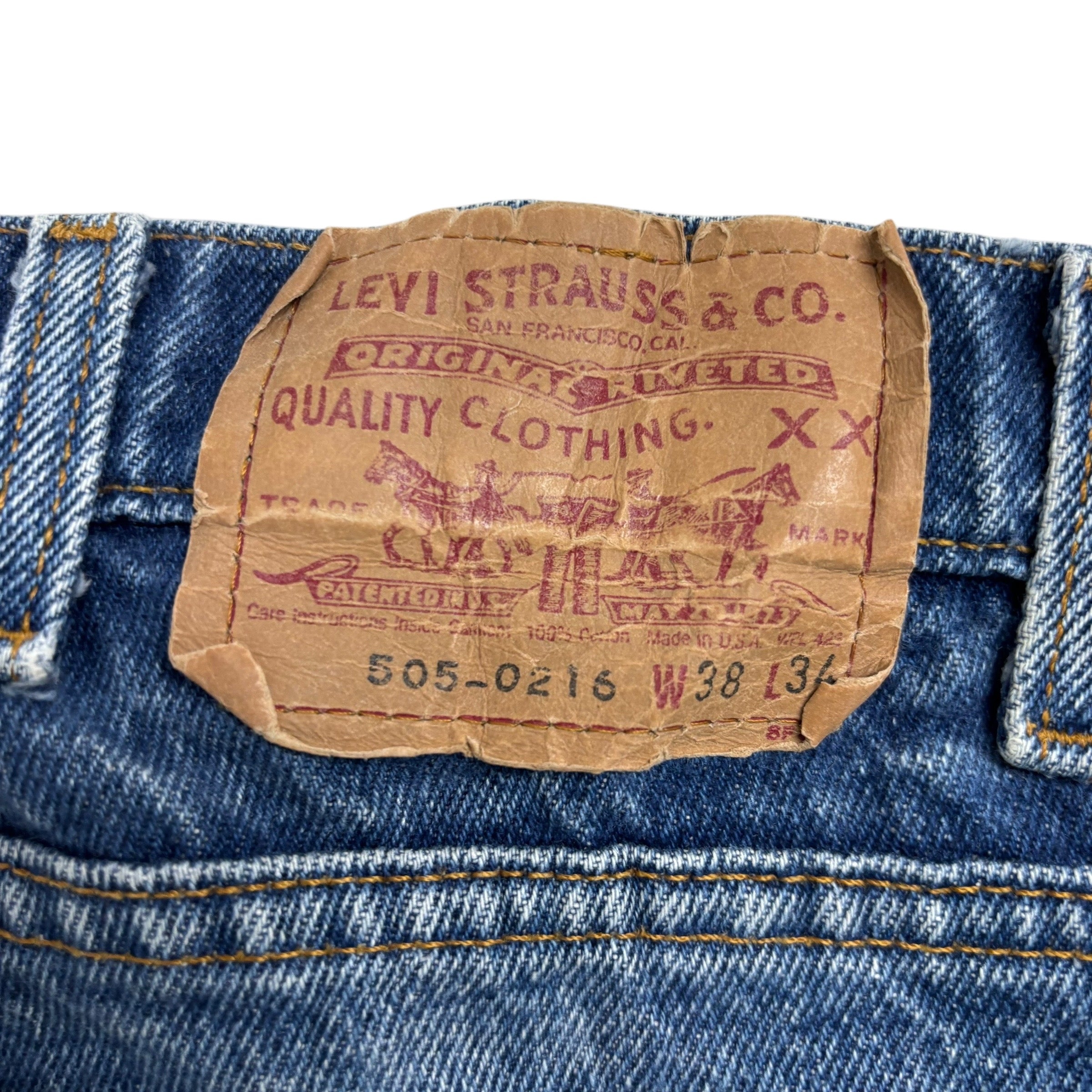 Levis 505 Jeans W36 L34 Mens Mid Blue Regular Straight Made In USA Vintage 80s