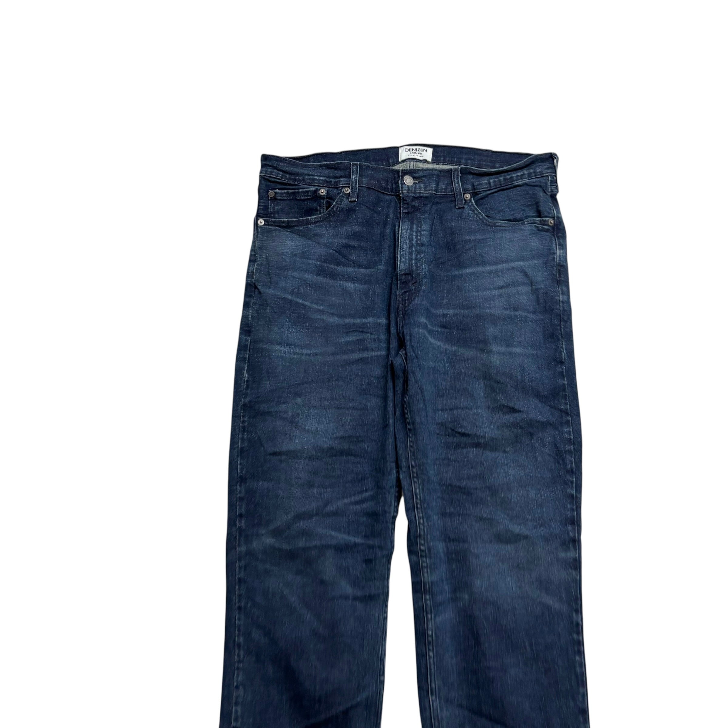 Levis Denizen Jeans W38 L30 Mens Navy Blue Athletic Tapered Stretch Denim (E)