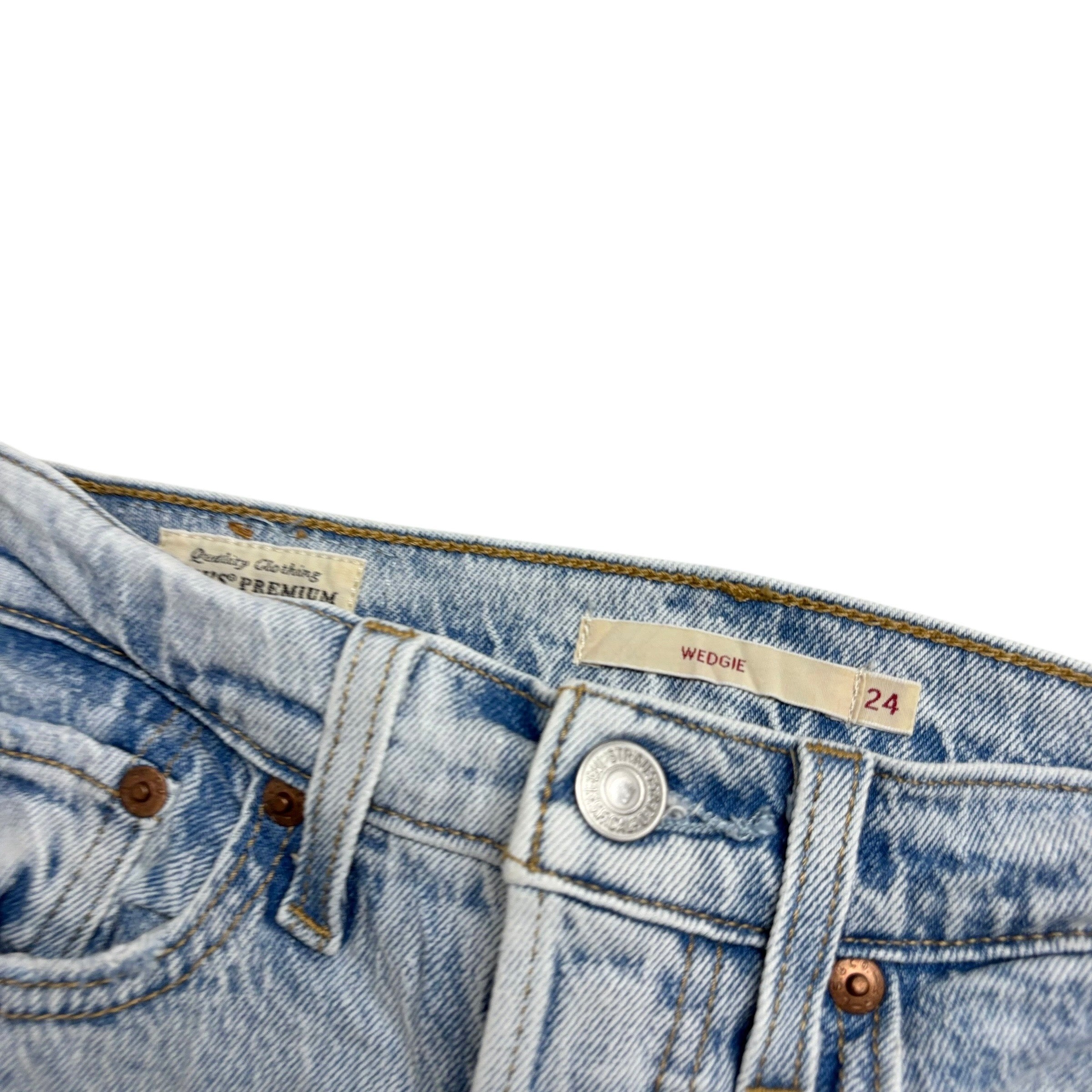 Levis Wedgie Jeans W24 L27 Womens Regular Fit Light Blue Stretch Denim (E)