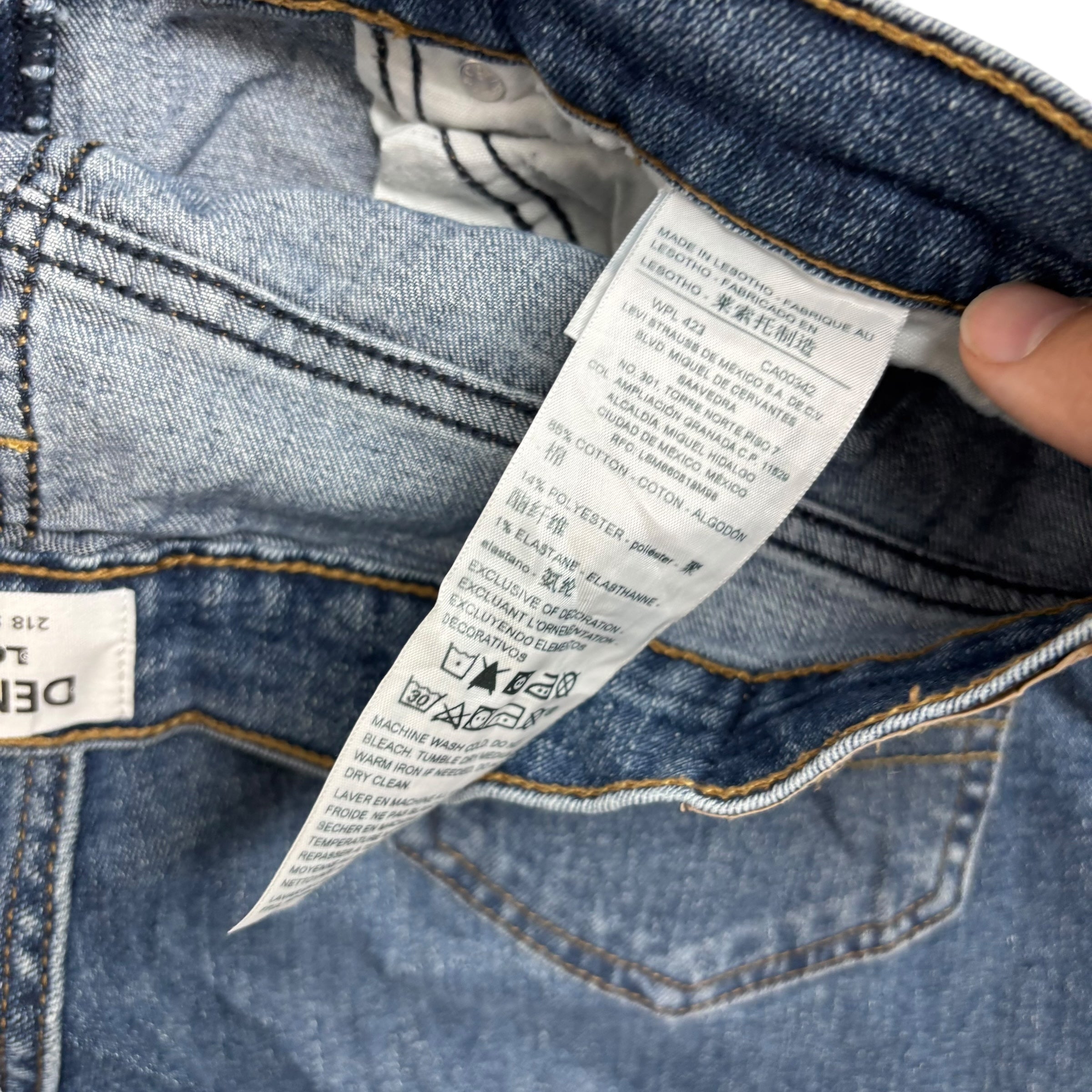 Levis Denizen Jeans W33 L30 Mens Mid Blue Regular Straight Fit Stretch Denim (E)